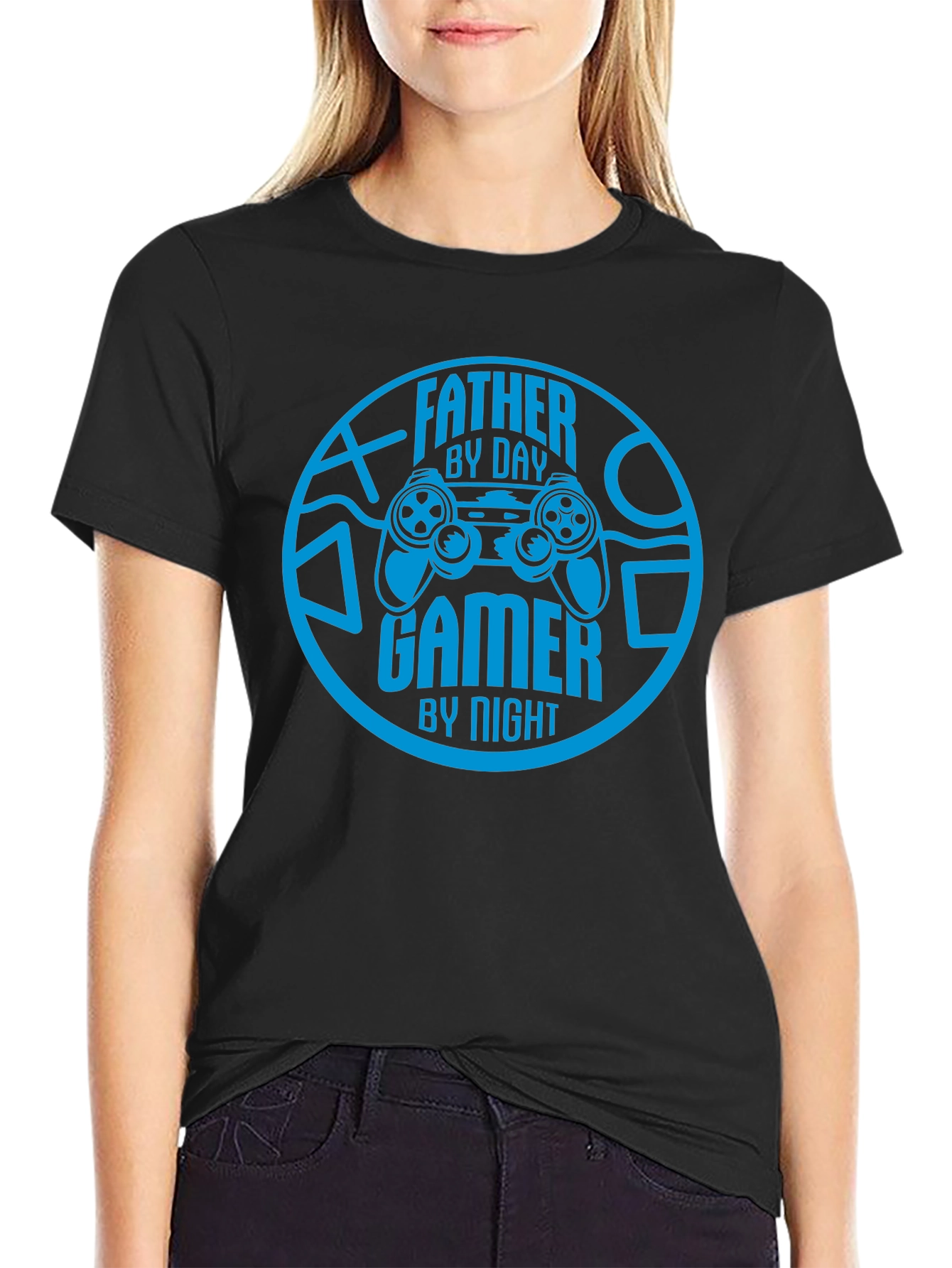 Father By Day Gamer By Night Black T-Shirt