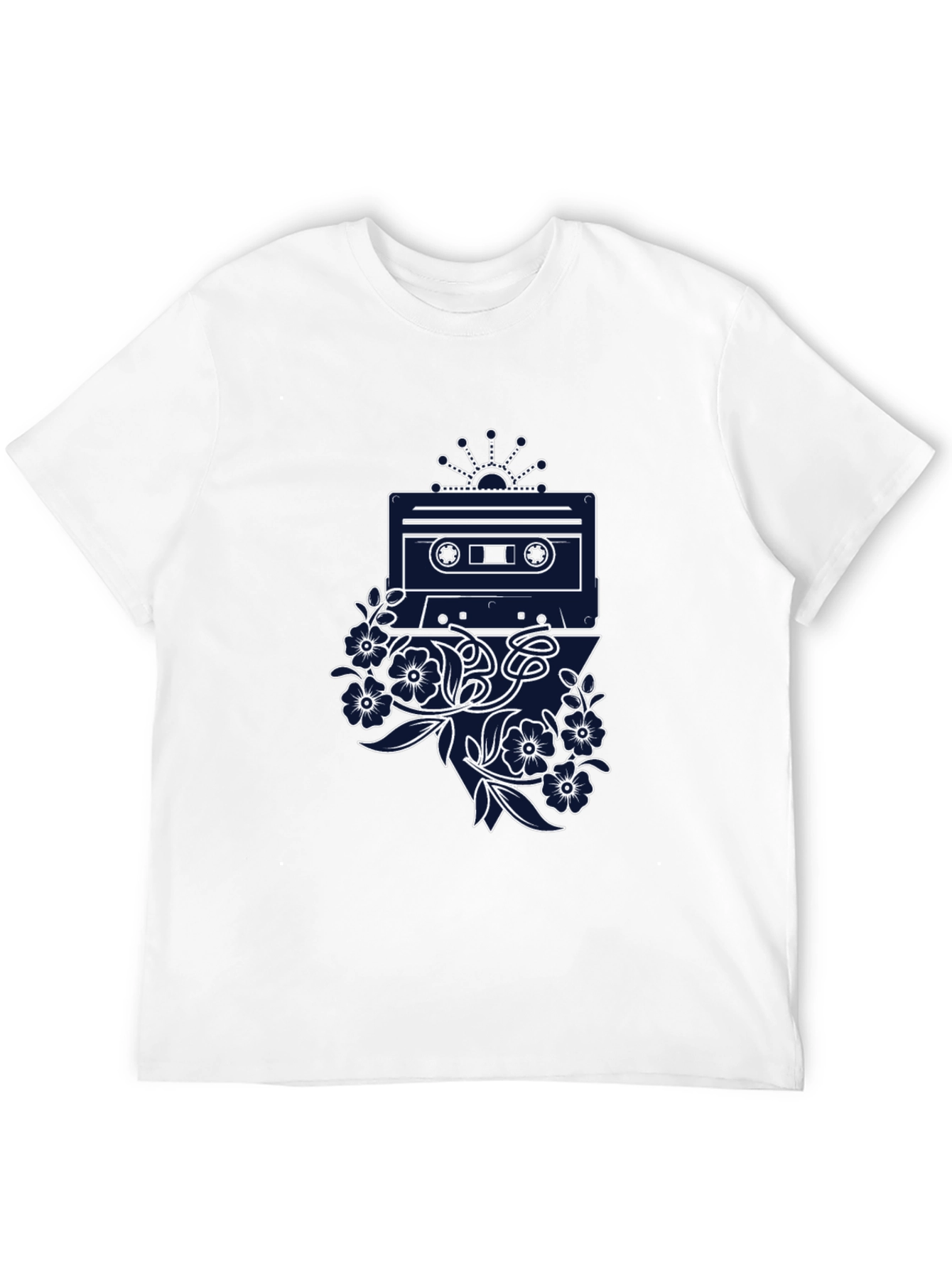 Retro Cassette Tape Floral Graphic Tee