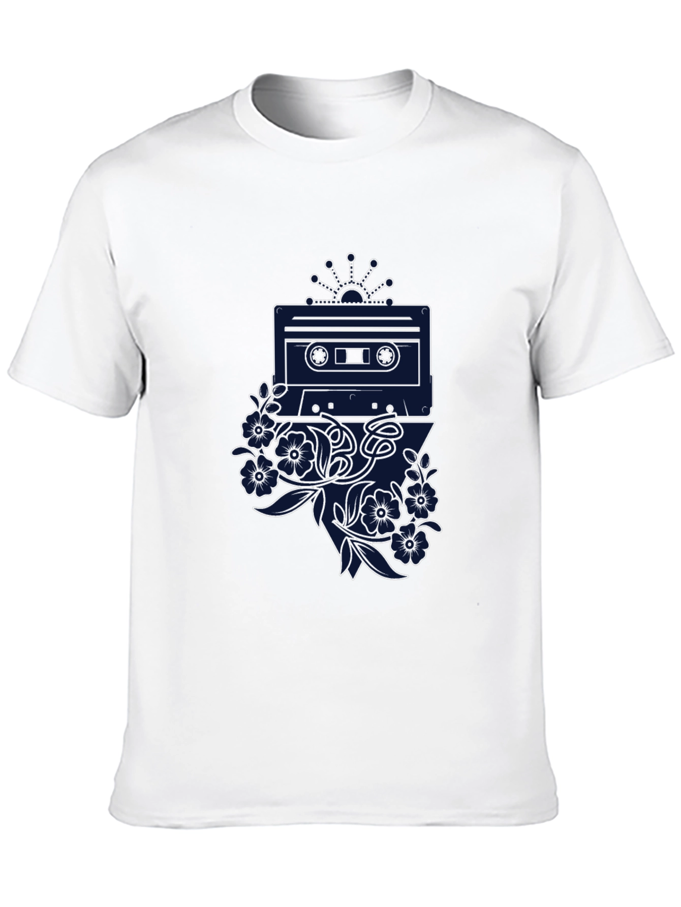 Retro Cassette Tape Floral Graphic Tee