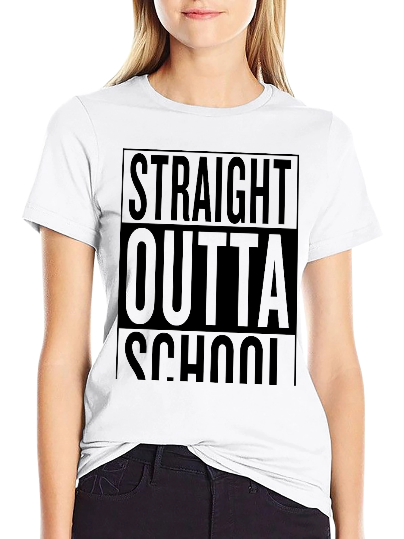 Straight Outta School Black Graphic T-Shirt