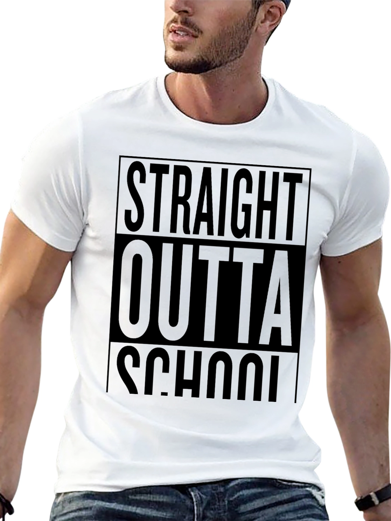Straight Outta School Black Graphic T-Shirt