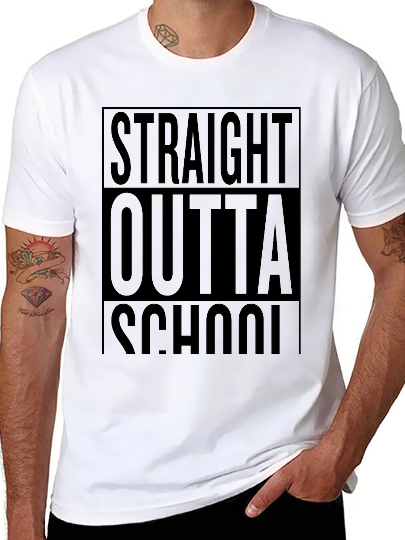 Straight Outta School Black Graphic T-Shirt
