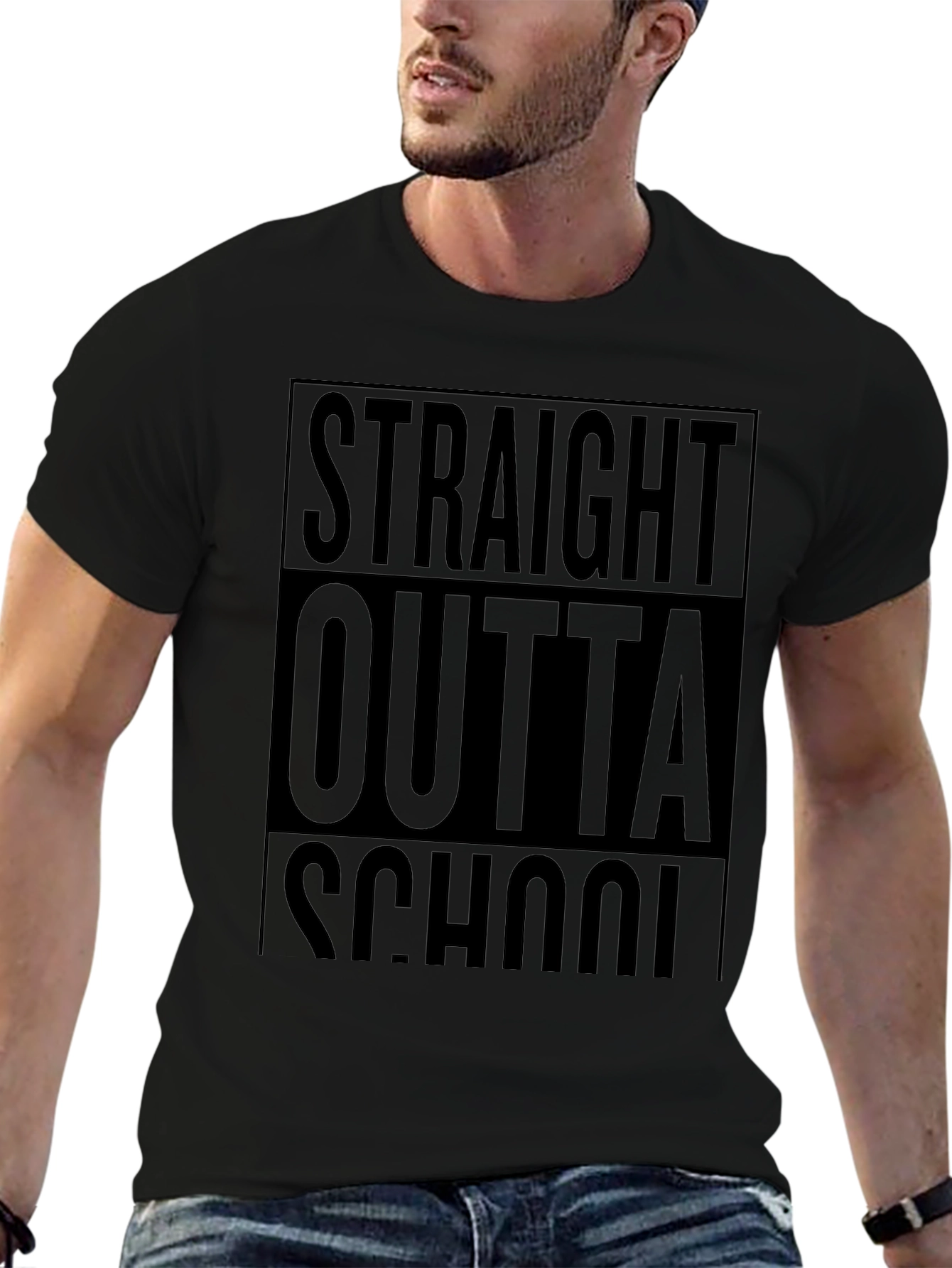 Straight Outta School Black Graphic T-Shirt