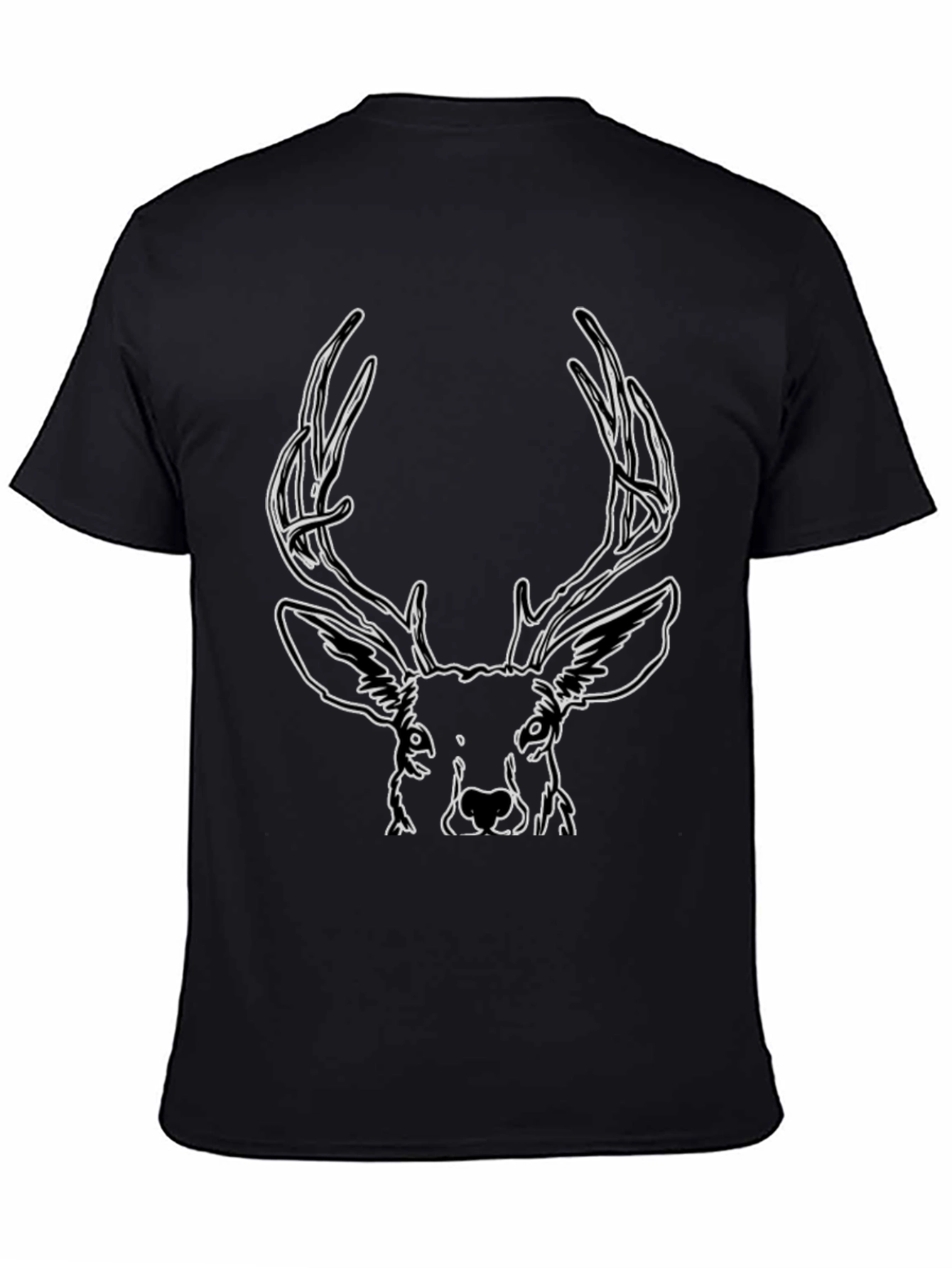 Buck Outline Graphic Tee - Stylish Mens Black T-Shirt