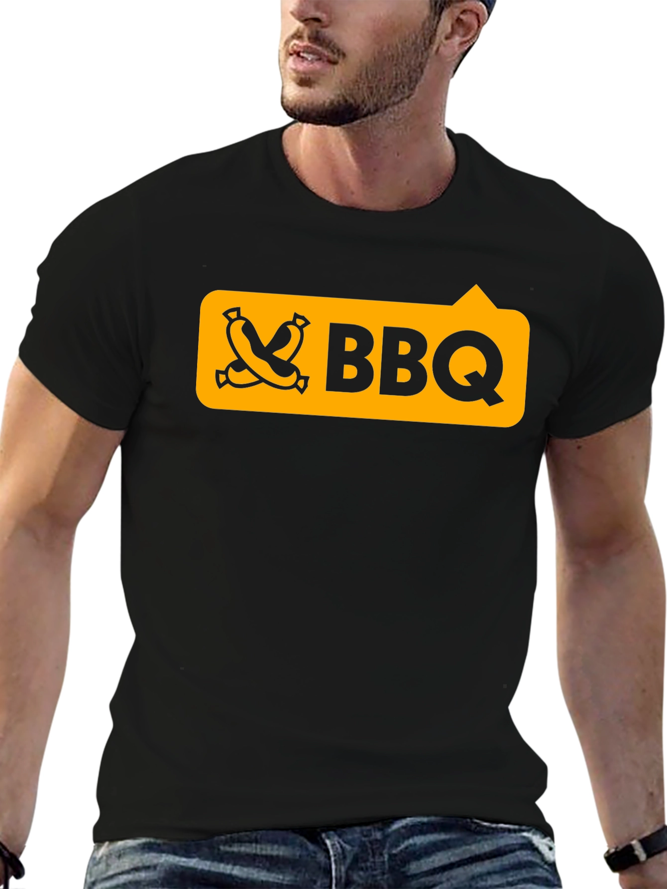 BBQ Graphic Tee - Black Cotton T-Shirt