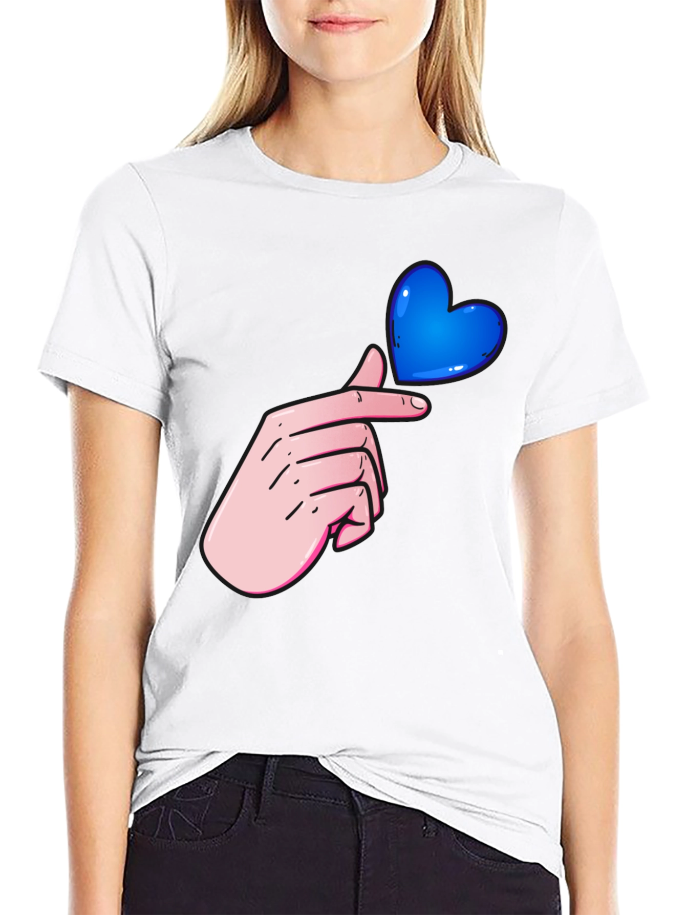 Finger Heart Graphic Tee - Black Unisex Shirt
