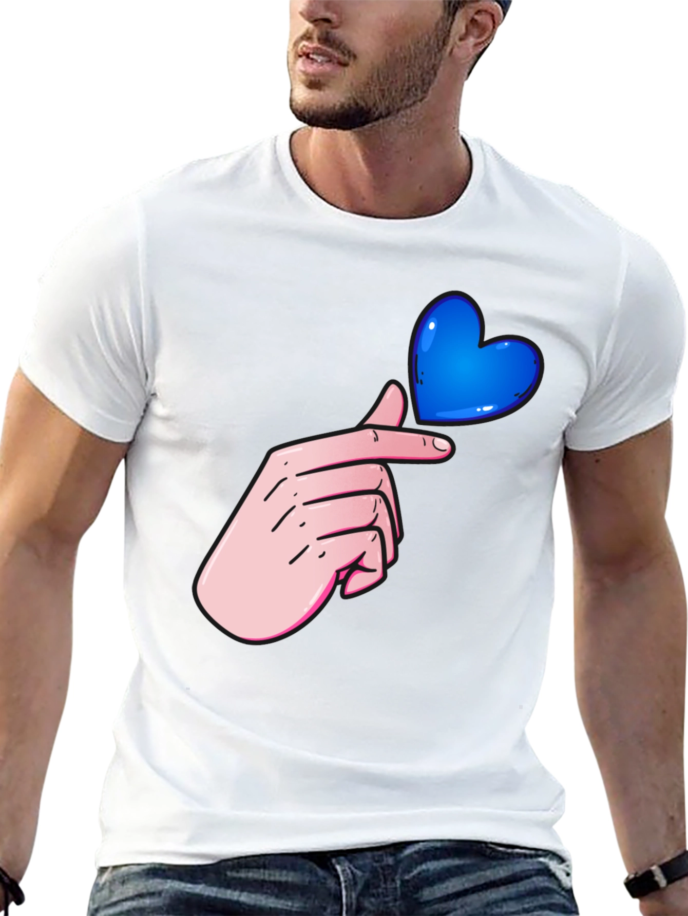 Finger Heart Graphic Tee - Black Unisex Shirt