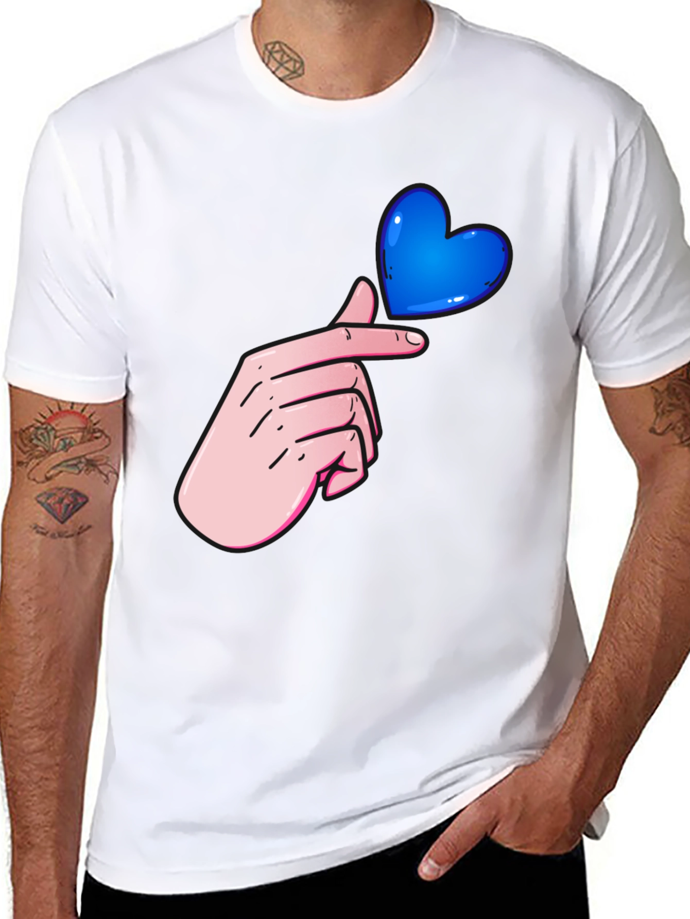 Finger Heart Graphic Tee - Black Unisex Shirt