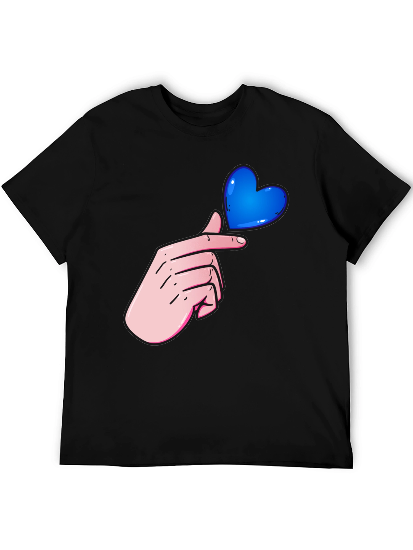 Finger Heart Graphic Tee - Black Unisex Shirt
