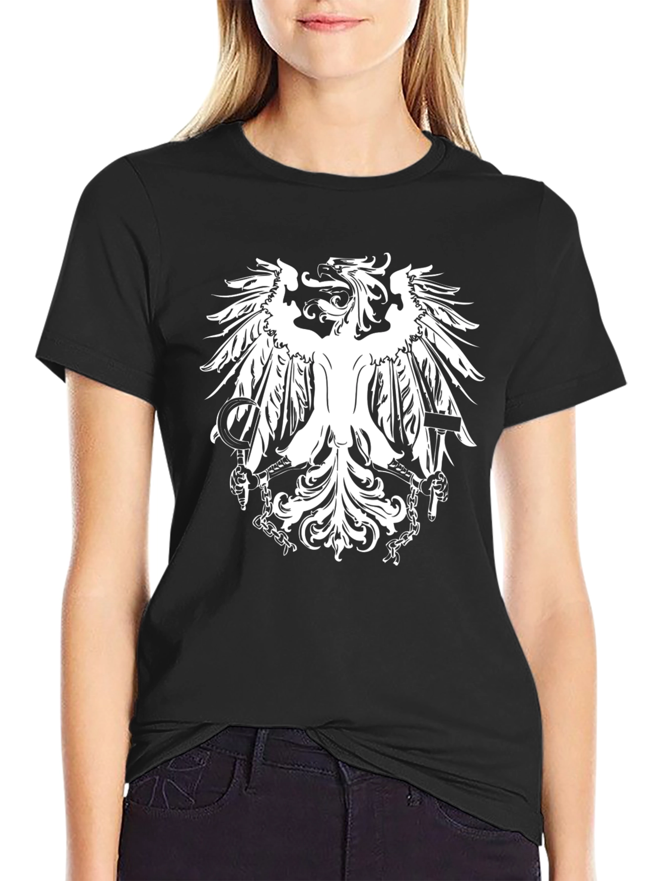 Eagle Crest Graphic Print Black T-Shirt
