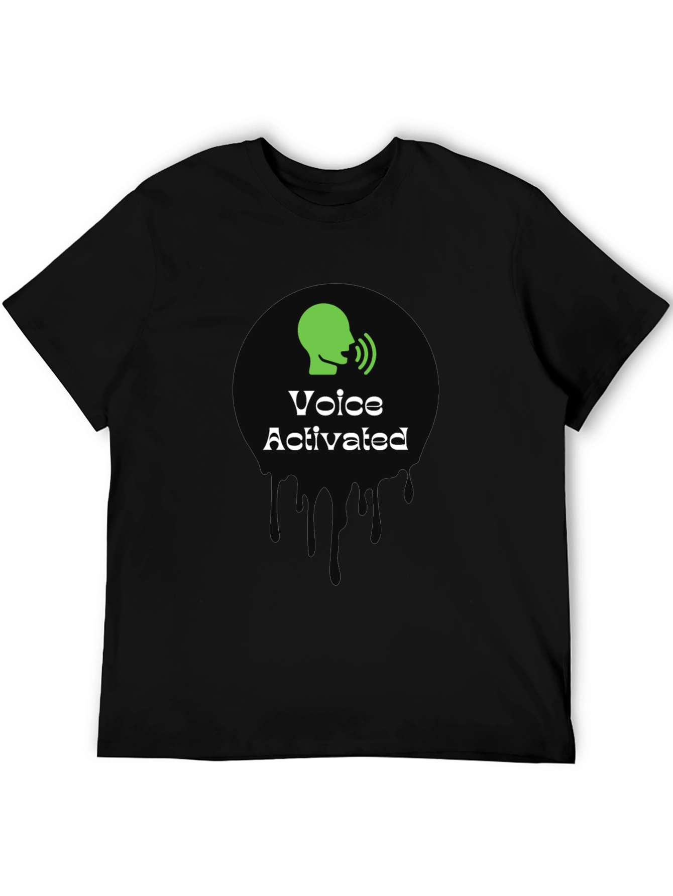 Voice Activated Graphic T-Shirt - Black Crew Neck