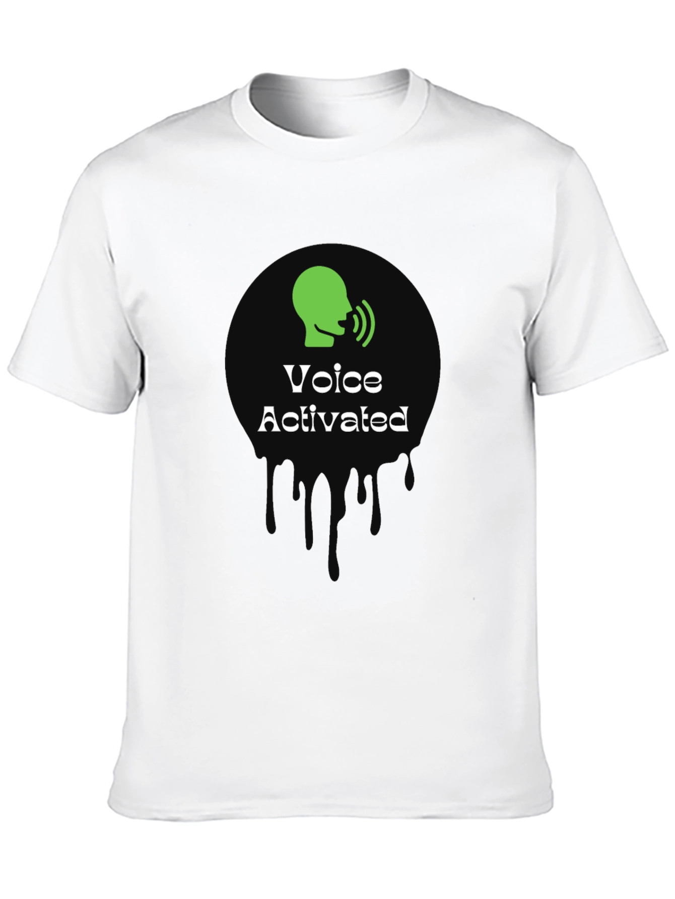 Voice Activated Graphic T-Shirt - Black Crew Neck