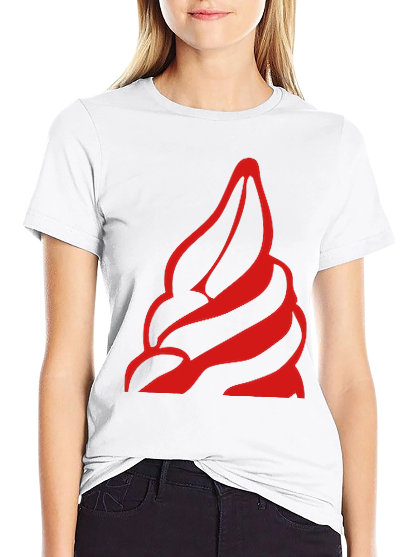 Bold Red Swirl Graphic Black T-Shirt
