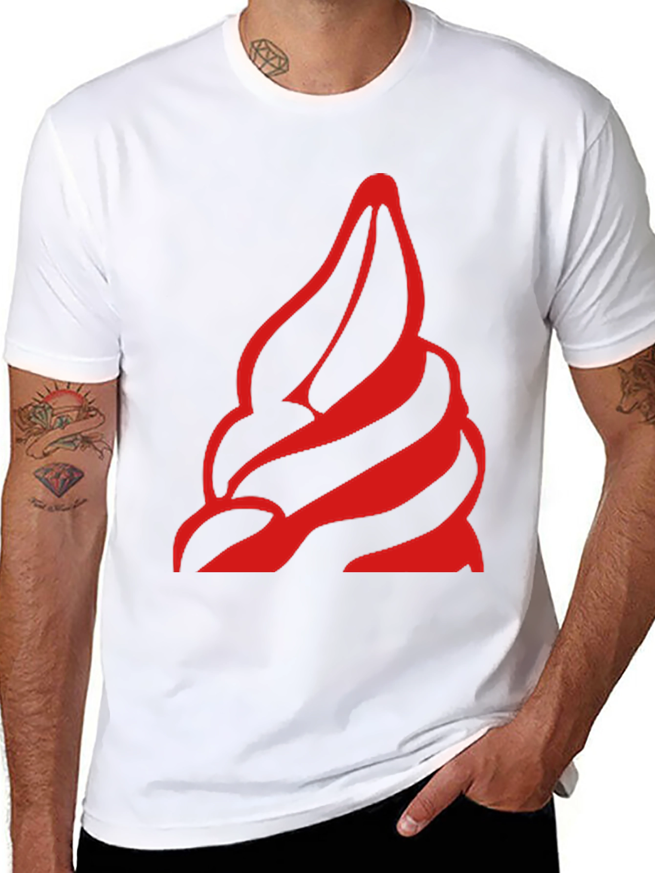 Bold Red Swirl Graphic Black T-Shirt