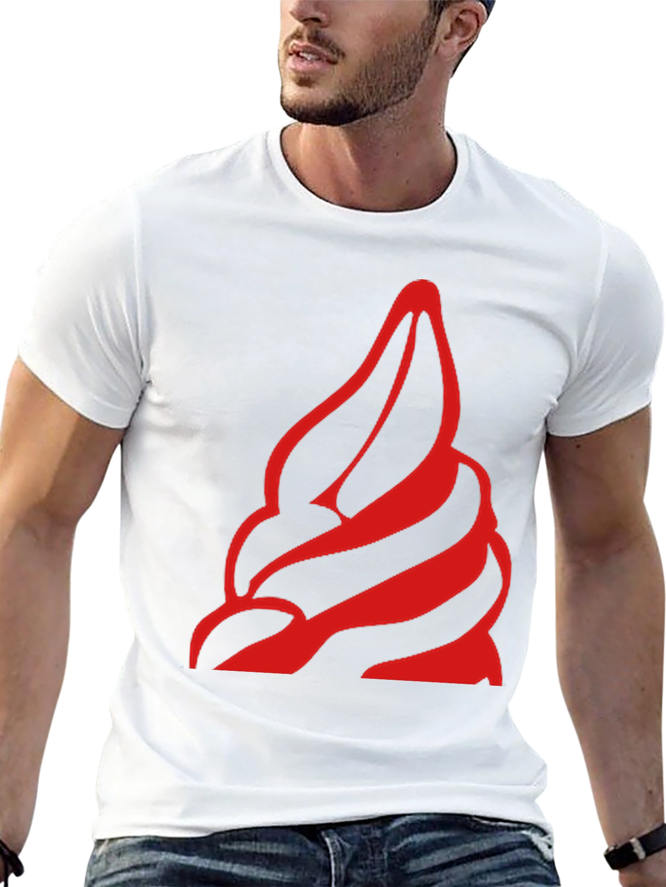 Bold Red Swirl Graphic Black T-Shirt