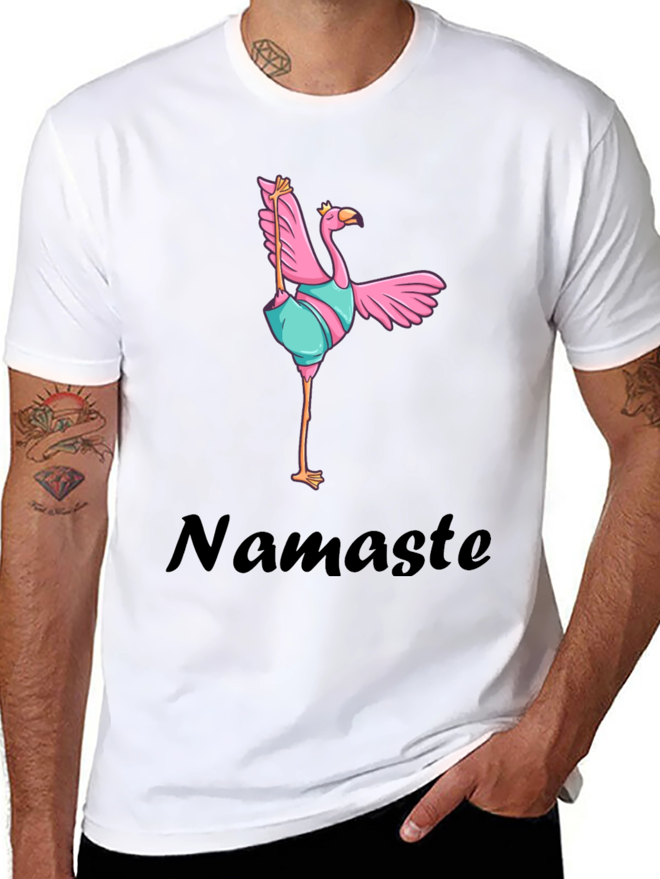 Namaste Flamingo T-Shirt - Yoga Bird Tee