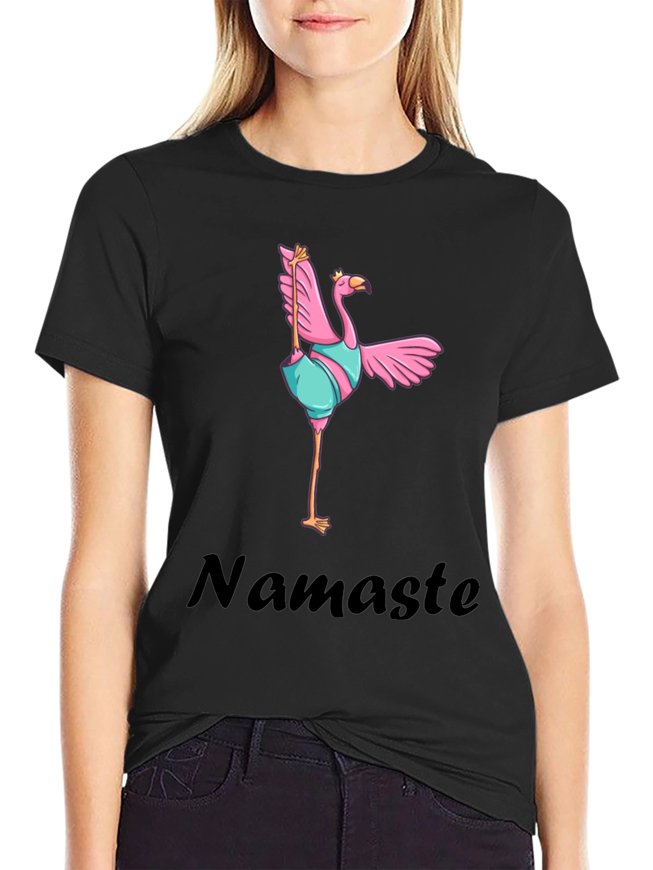 Namaste Flamingo T-Shirt - Yoga Bird Tee
