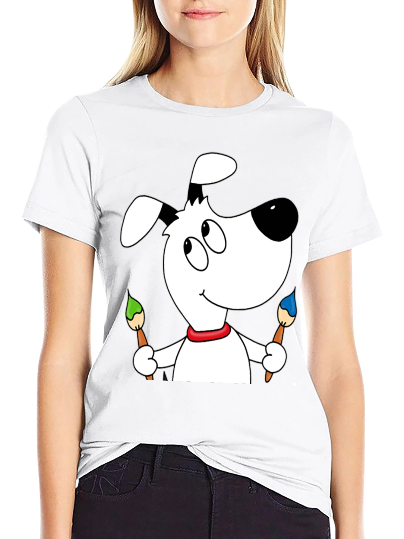 Cartoon Dog Artist T-Shirt - Fun & Unique Design