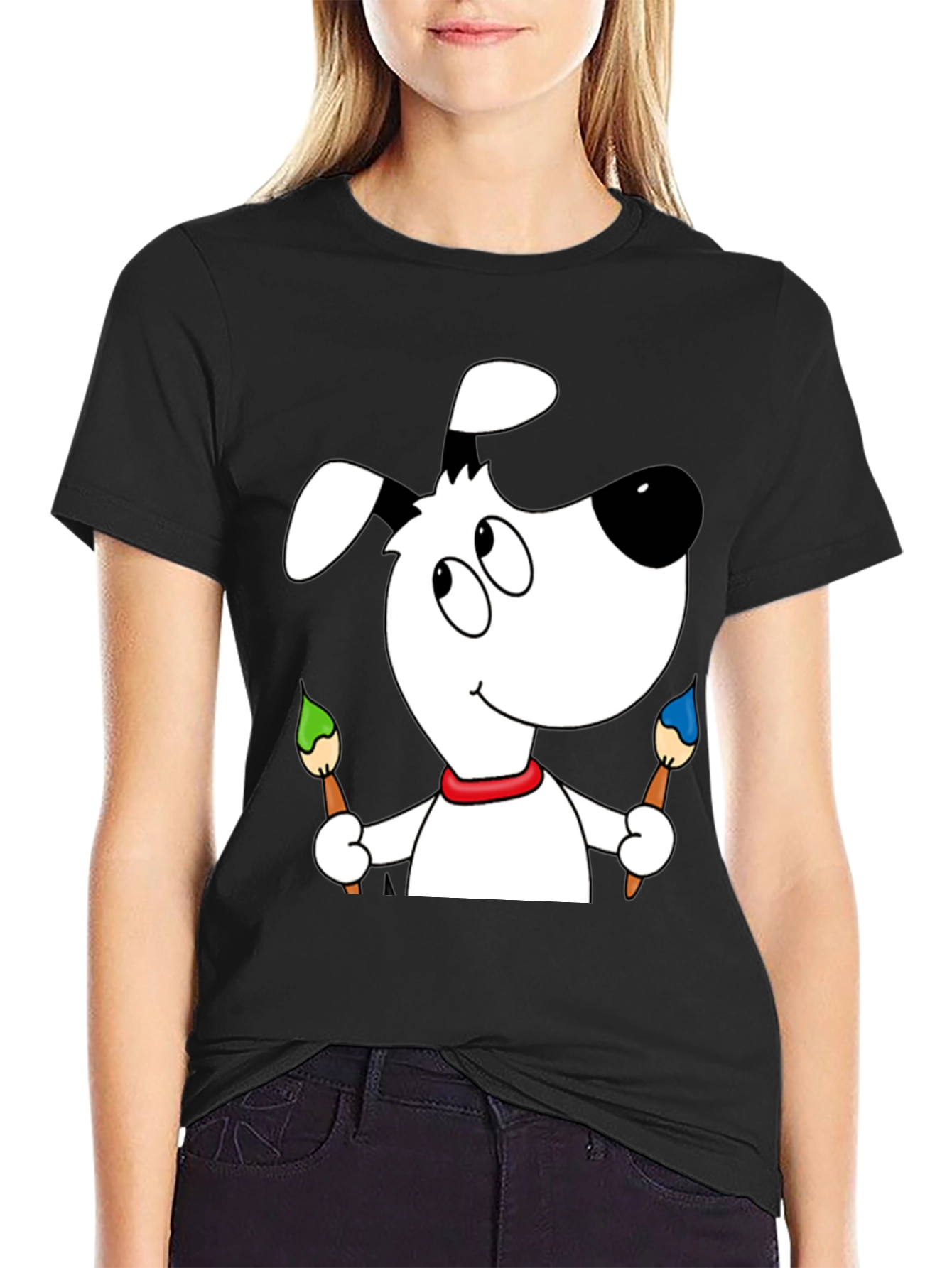 Cartoon Dog Artist T-Shirt - Fun & Unique Design