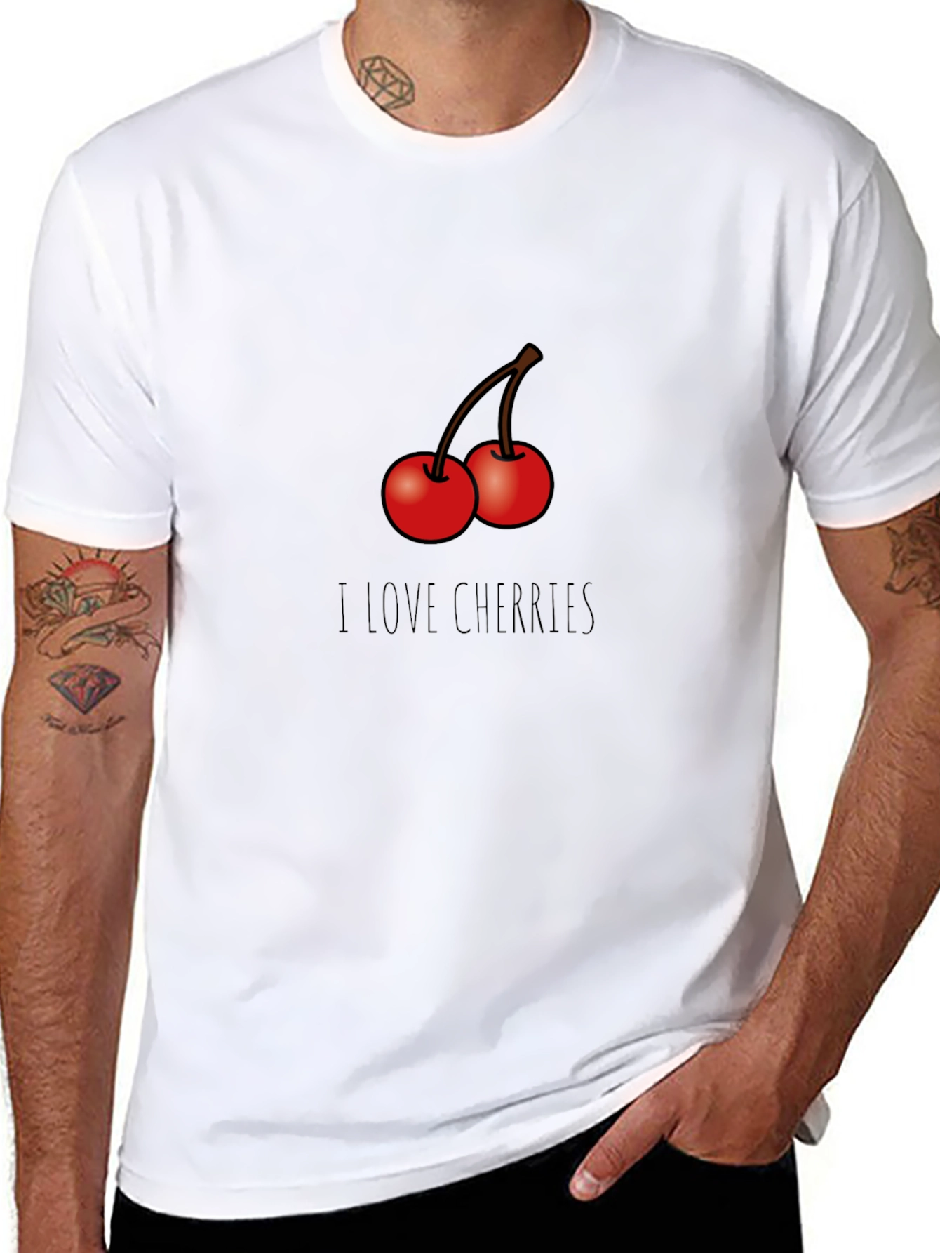 I Love Cherries Graphic T-Shirt - Black