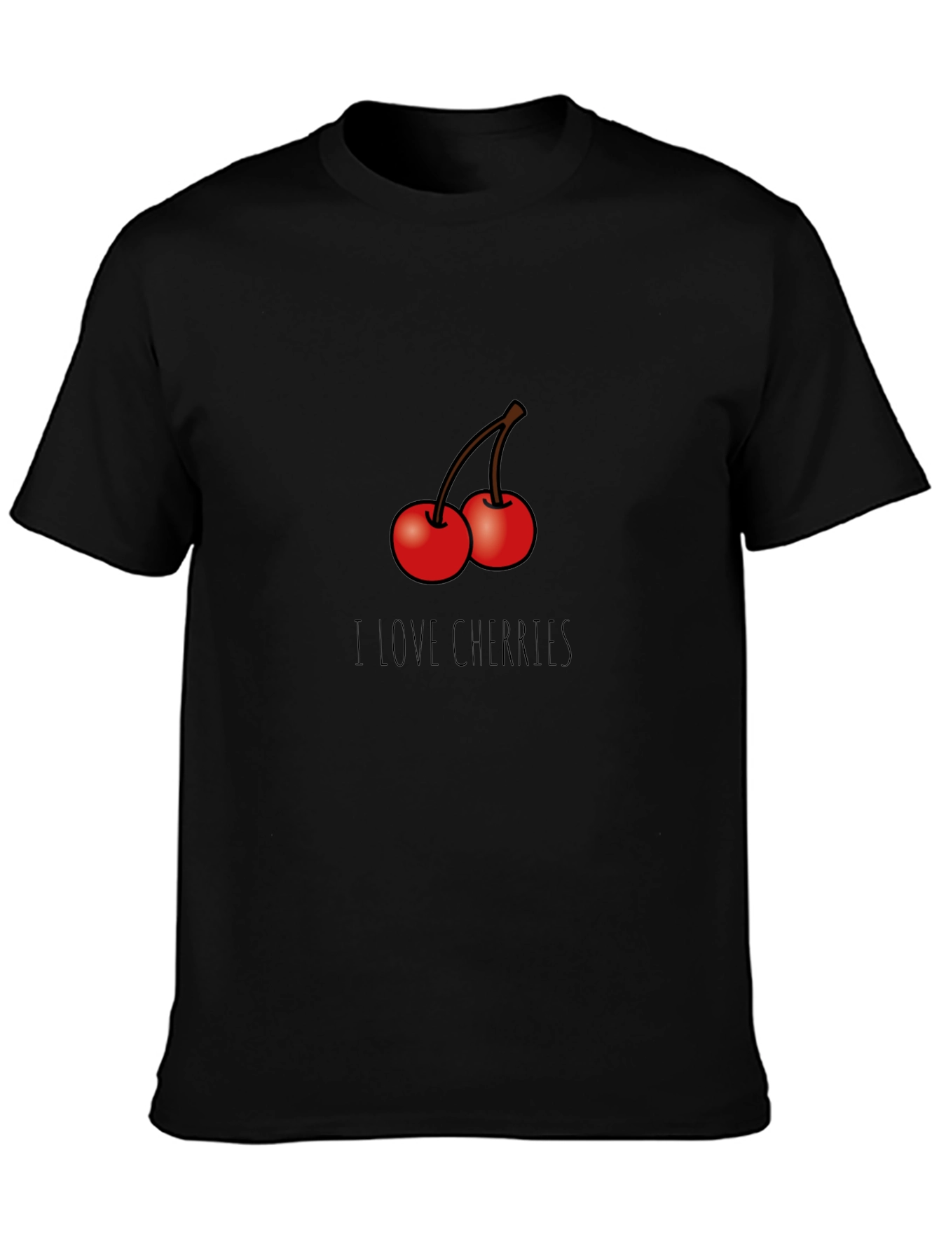 I Love Cherries Graphic T-Shirt - Black