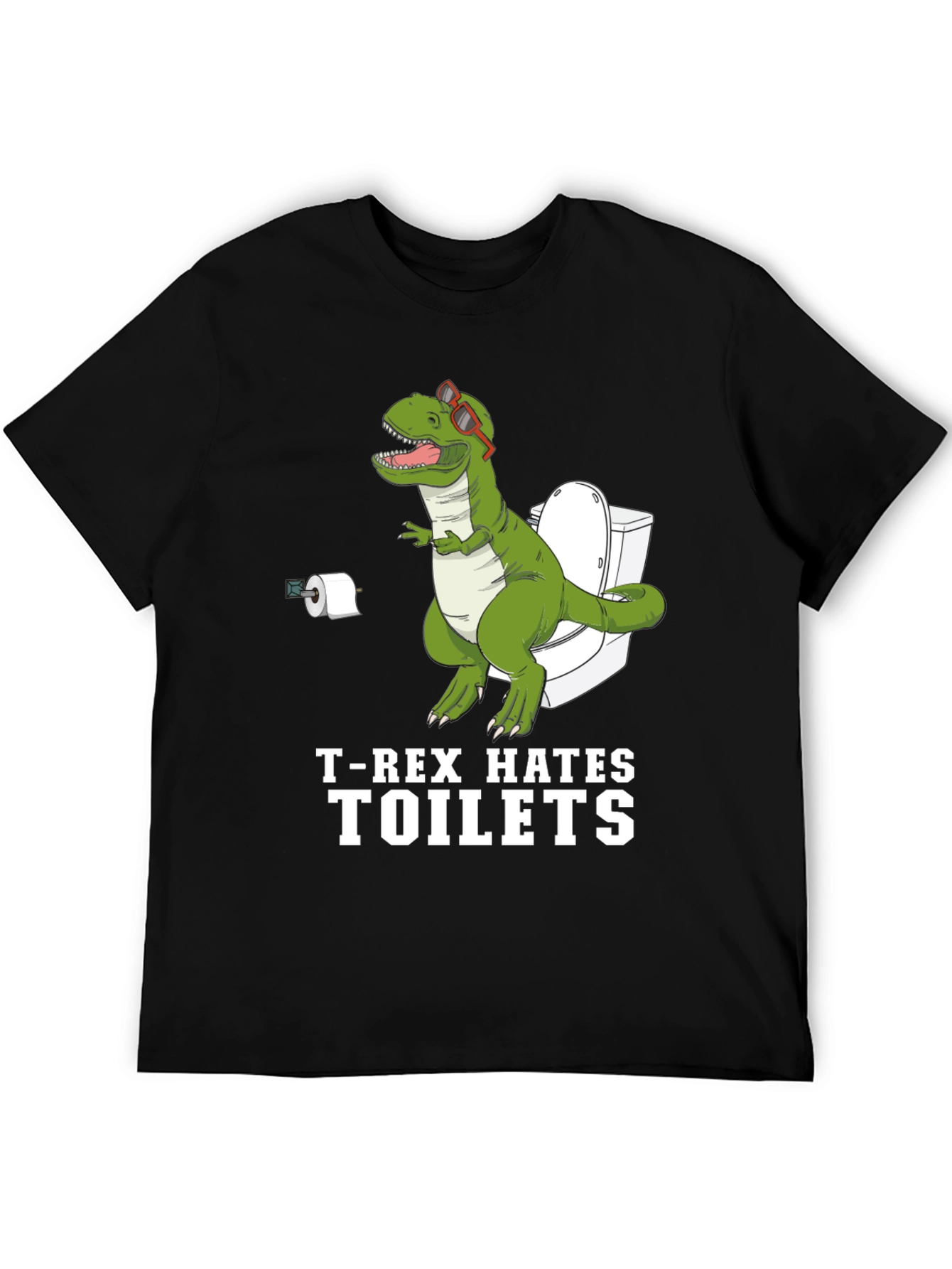 Funny T-Rex Hates Toilets Graphic Tee