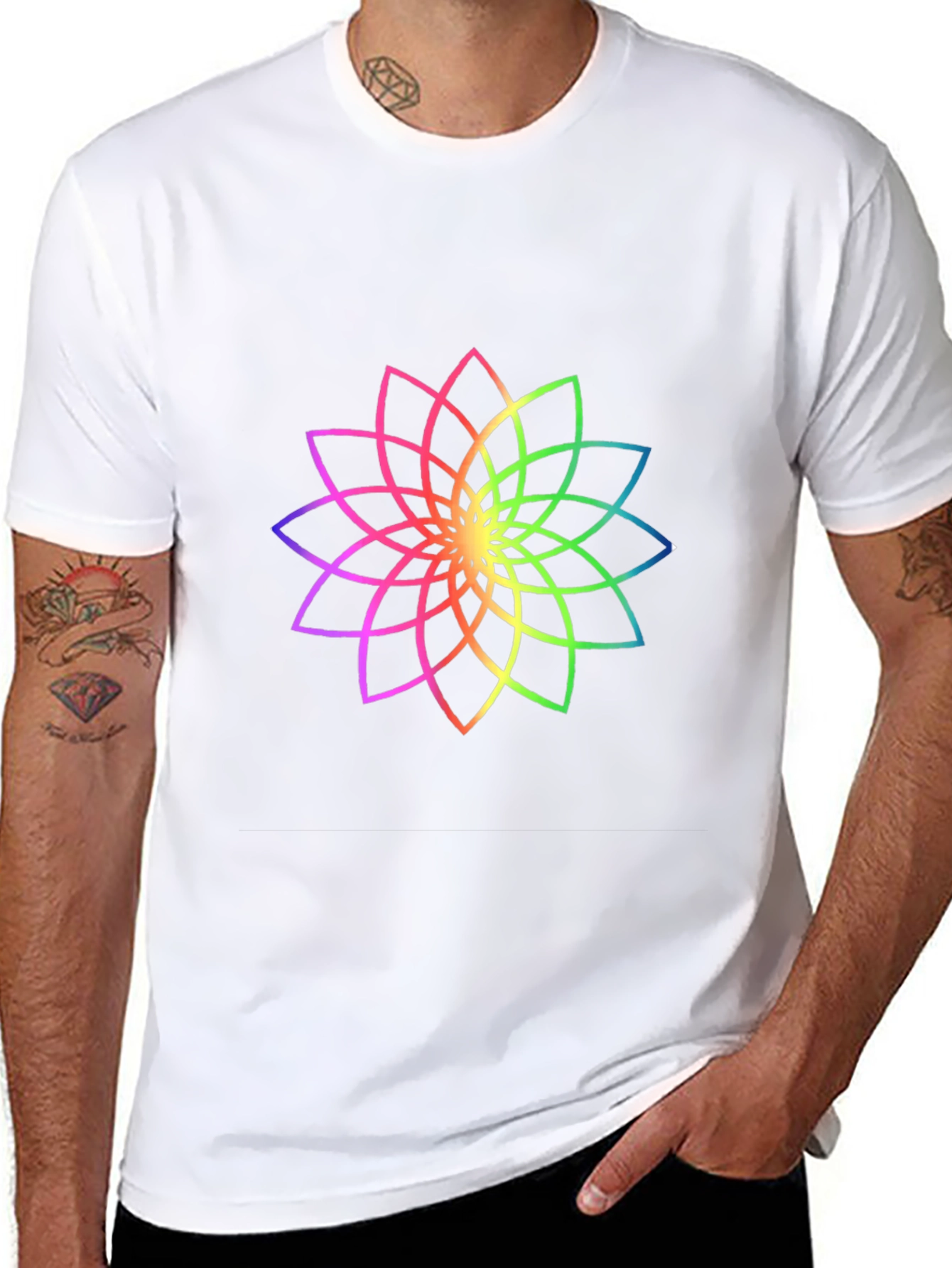 Rainbow Lotus Black T-Shirt
