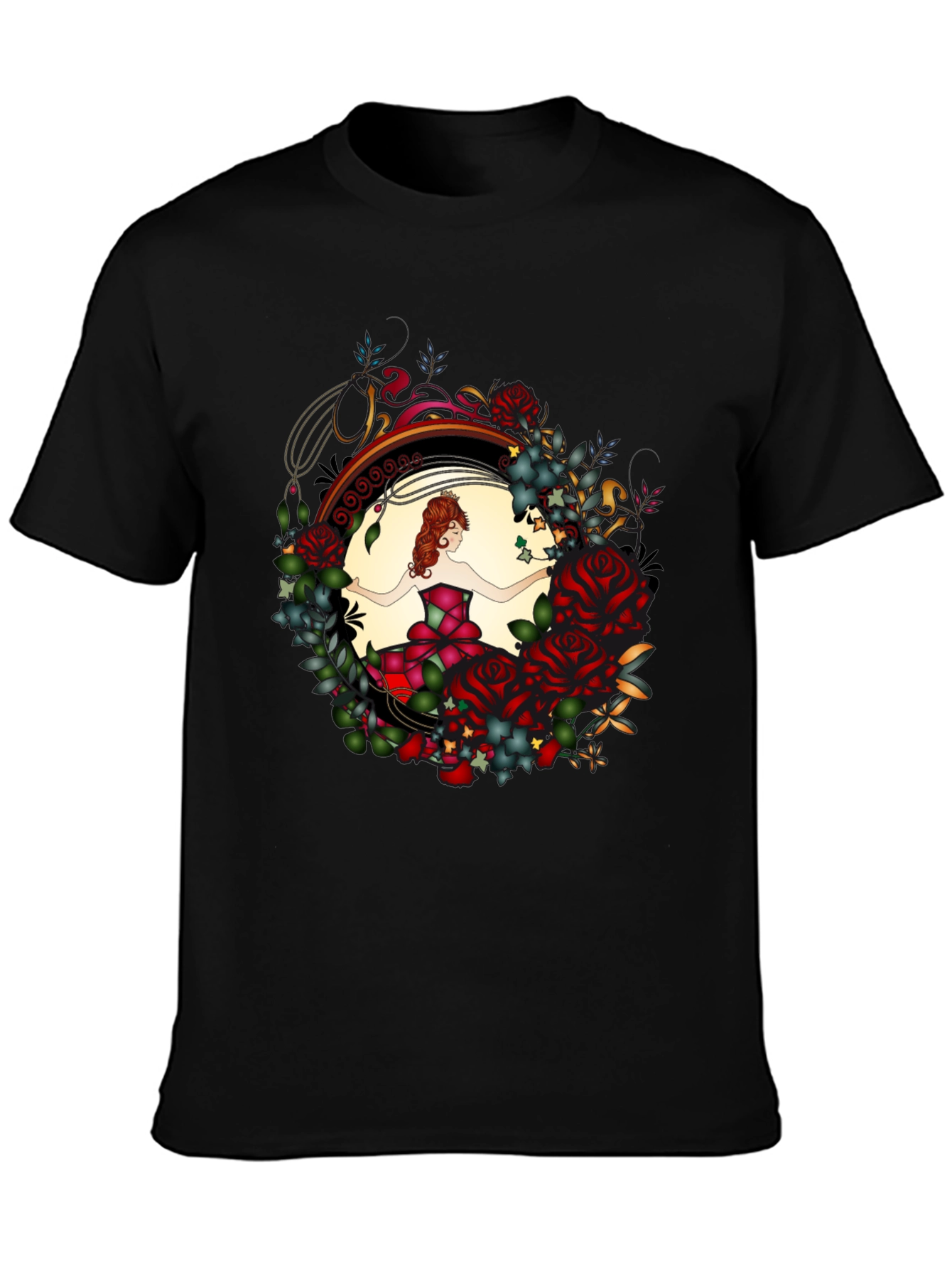 Floral Dancer Graphic Black T-Shirt