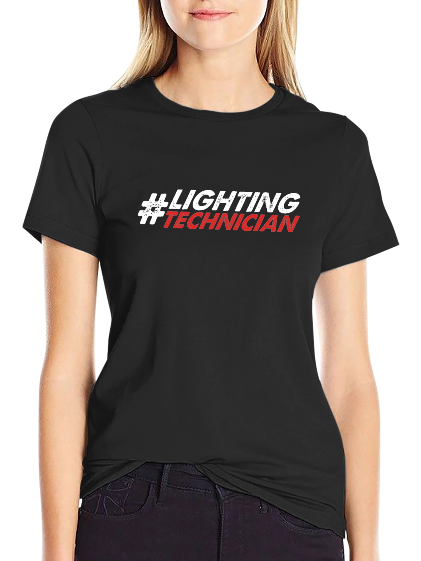 Lighting Technician T-Shirt - Black Crew Neck Tee