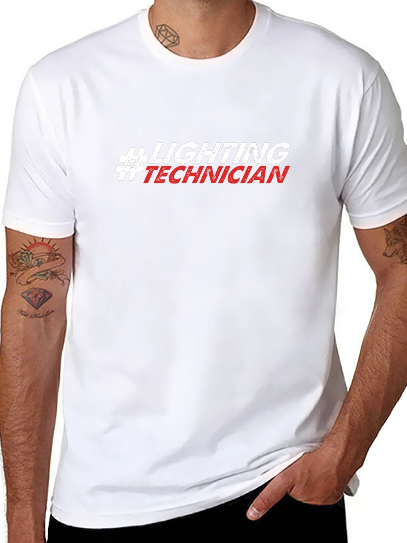 Lighting Technician T-Shirt - Black Crew Neck Tee