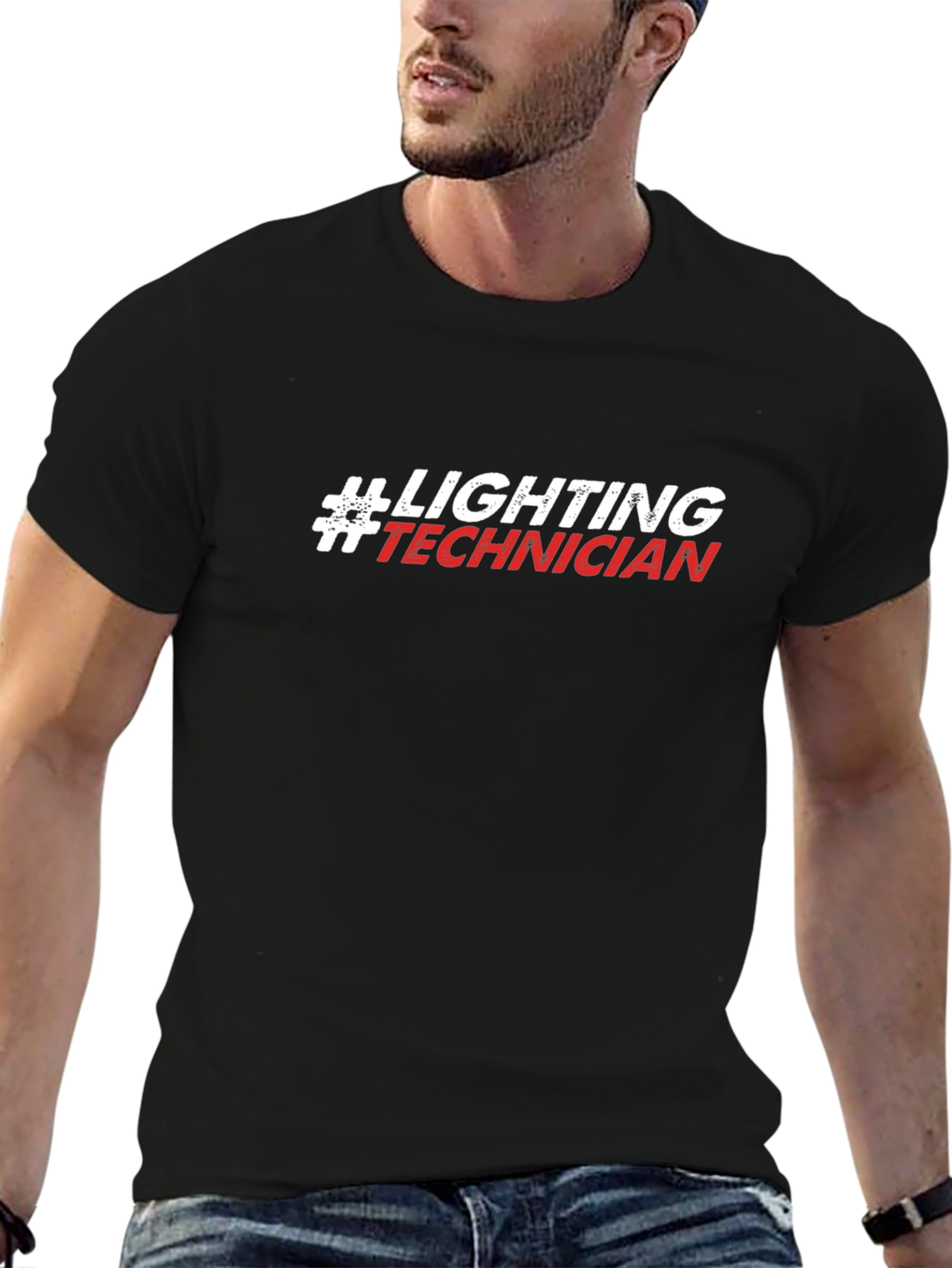 Lighting Technician T-Shirt - Black Crew Neck Tee
