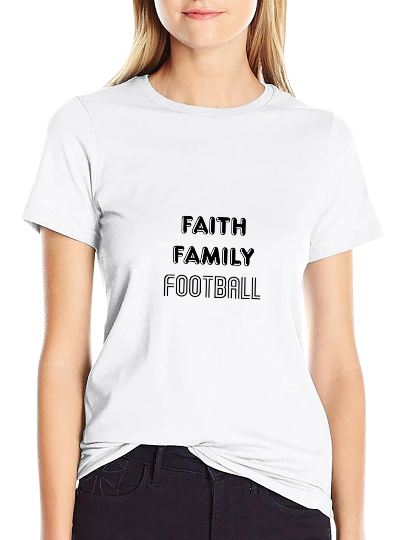 Faith Family Football Black T-Shirt