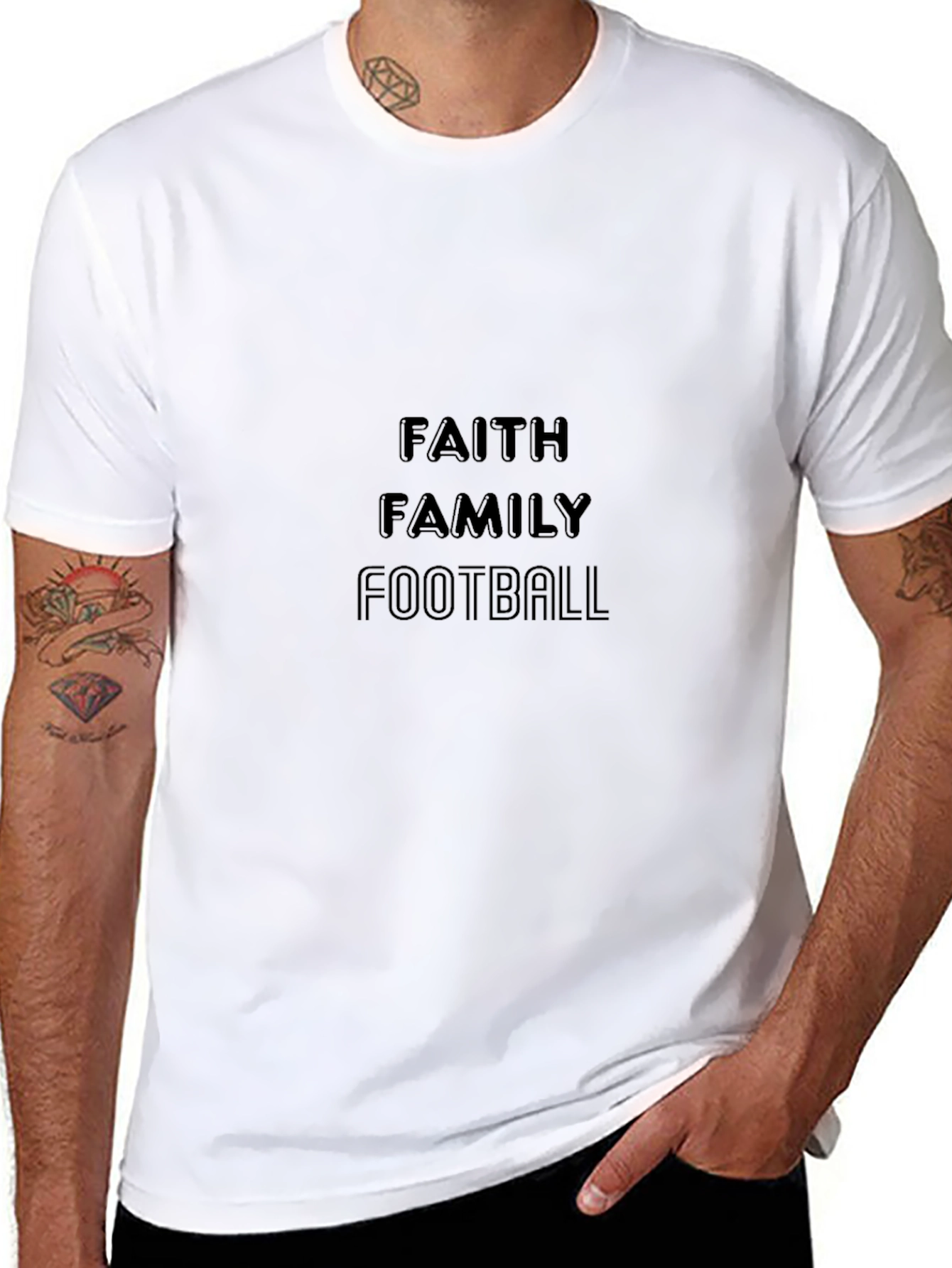 Faith Family Football Black T-Shirt