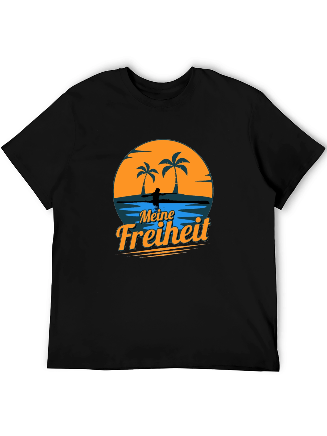 Meine Freiheit Black T-Shirt - Tropical Design