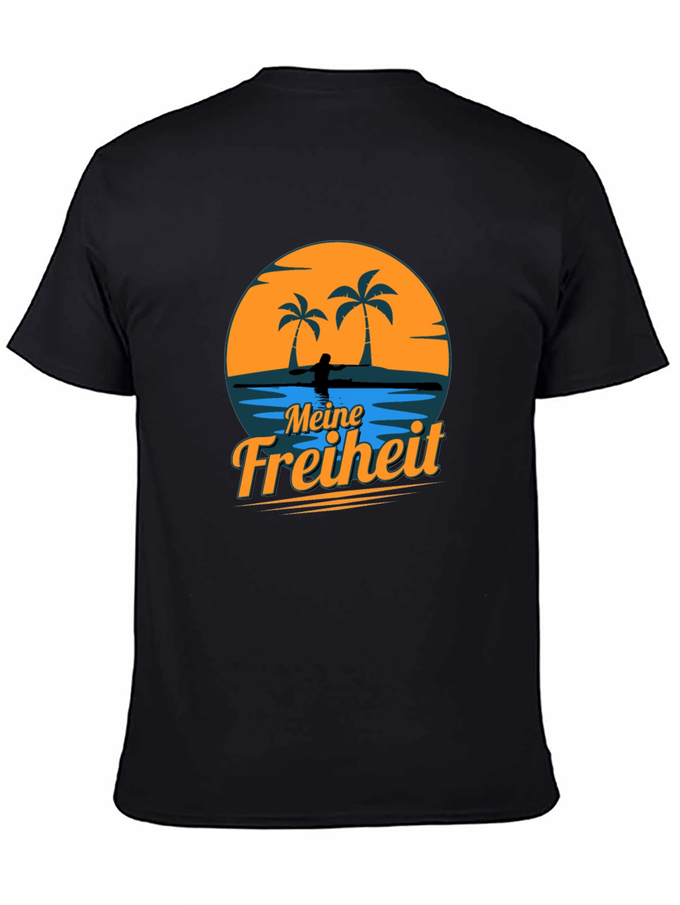 Meine Freiheit Black T-Shirt - Tropical Design