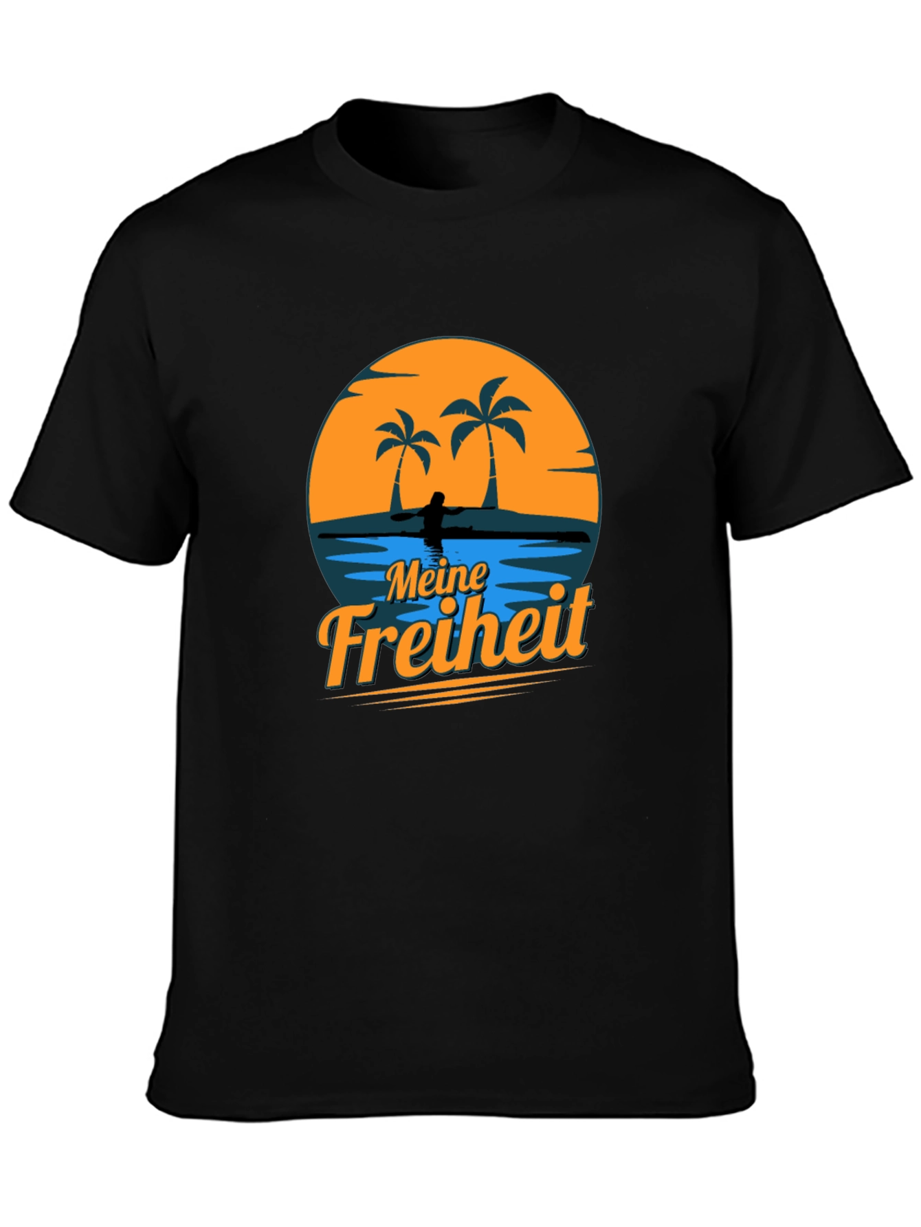Meine Freiheit Black T-Shirt - Tropical Design