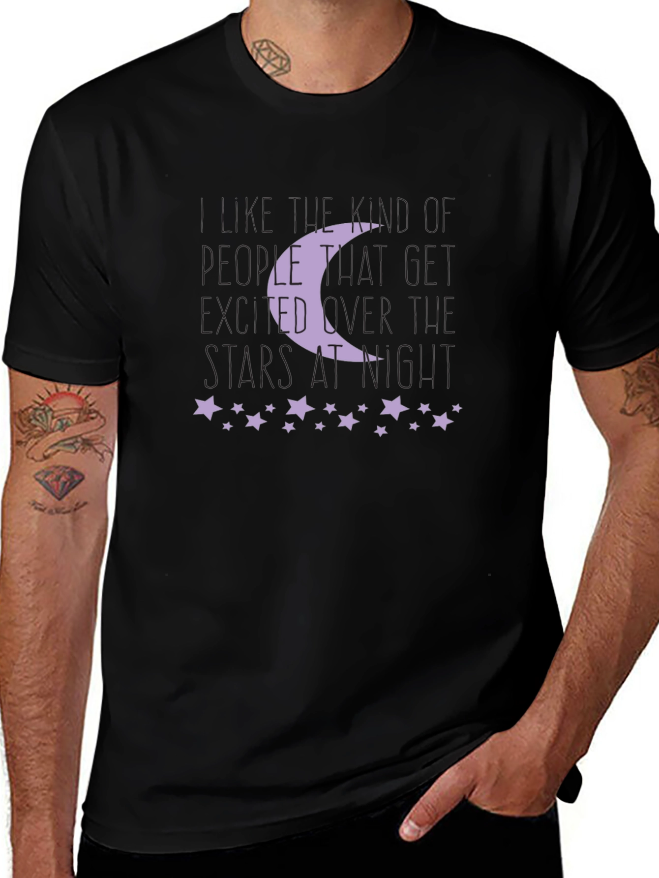 Moon and Stars Graphic Print T-Shirt
