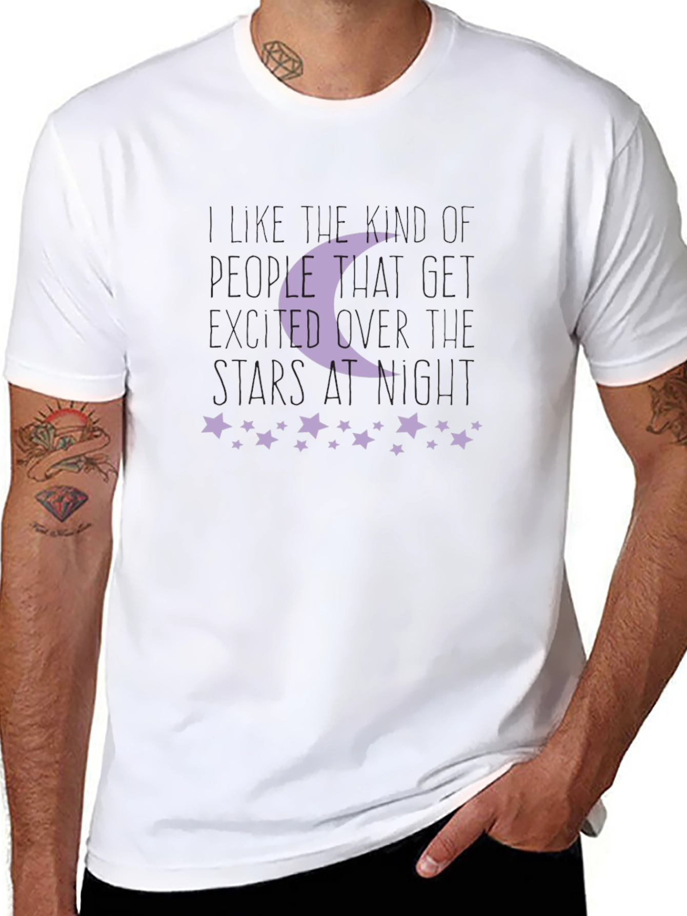 Moon and Stars Graphic Print T-Shirt