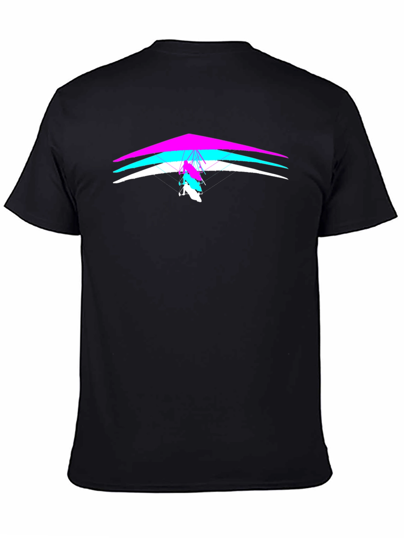 Hang Gliding Graphic Tee - Black Crew Neck T-Shirt