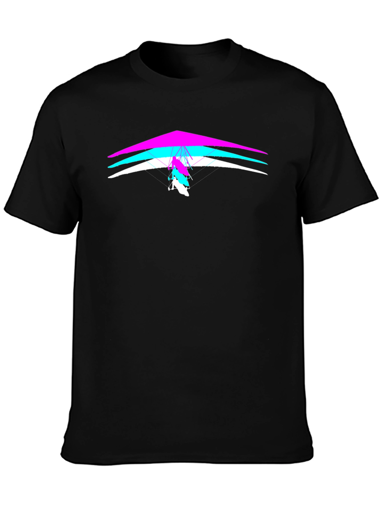 Hang Gliding Graphic Tee - Black Crew Neck T-Shirt