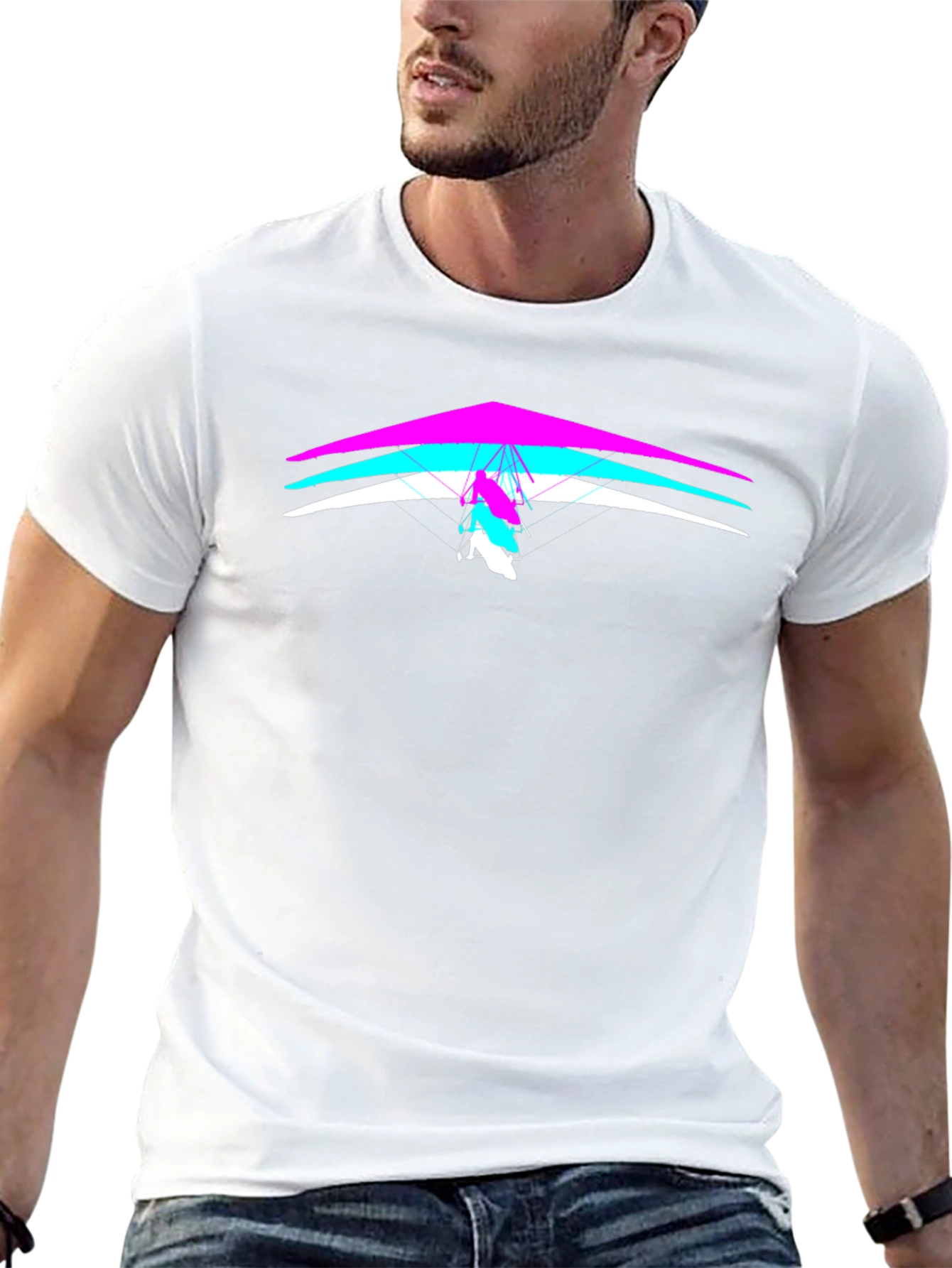 Hang Gliding Graphic Tee - Black Crew Neck T-Shirt