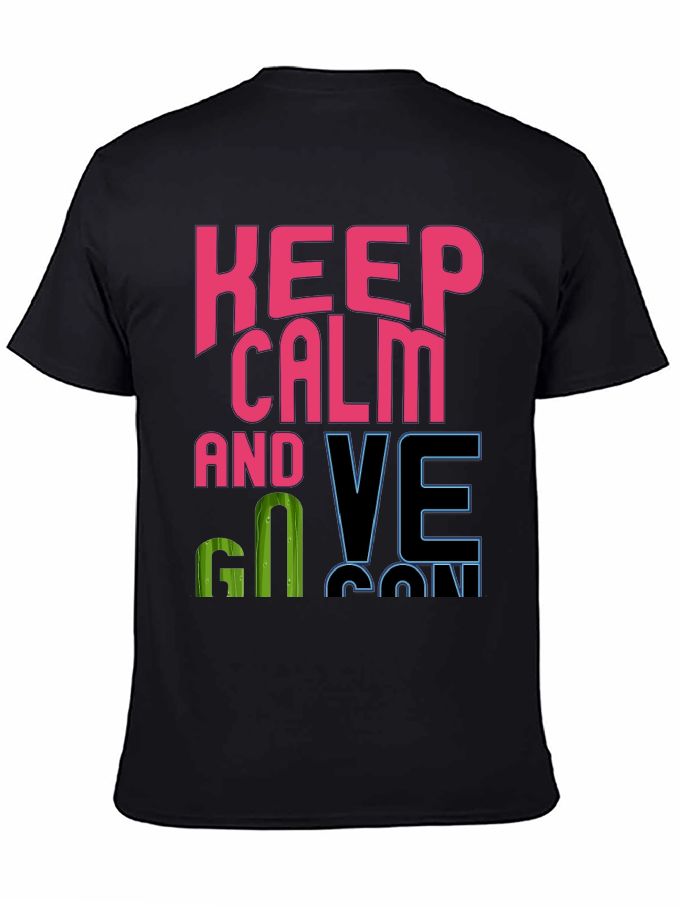 Keep Calm and Go Vegan Black Graphic Tee