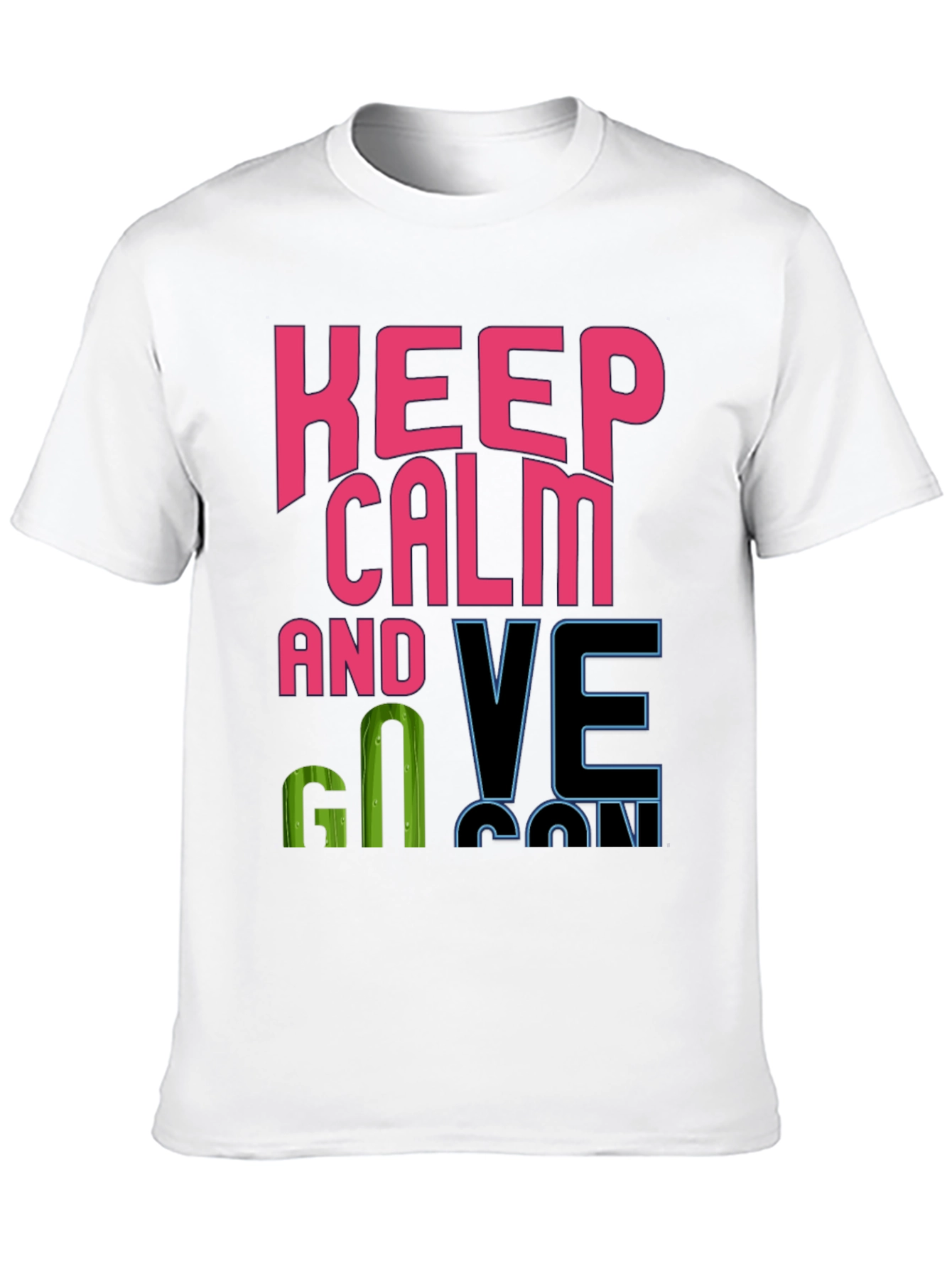 Keep Calm and Go Vegan Black Graphic Tee