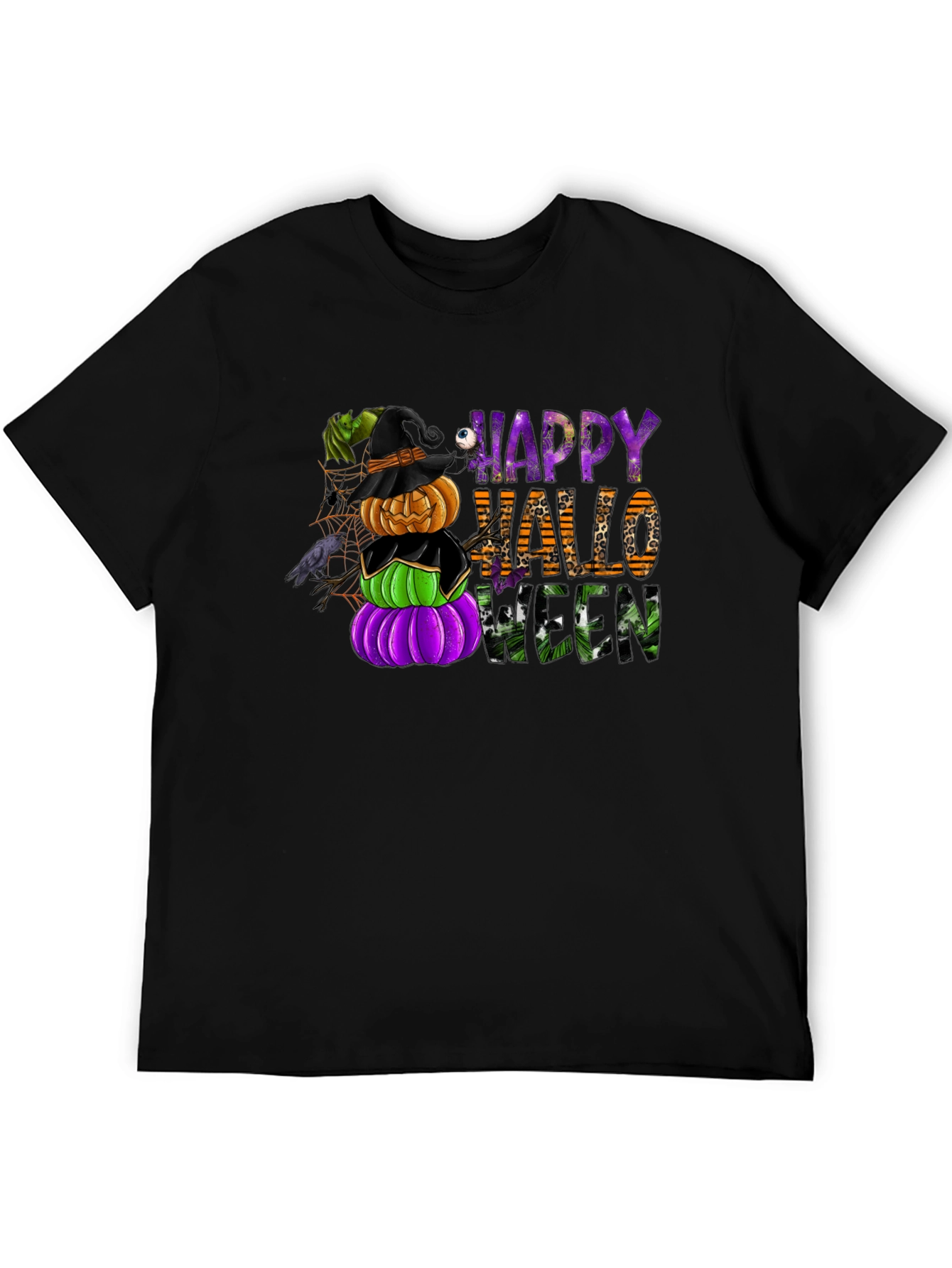 Happy Halloween Stacked Pumpkins Tee