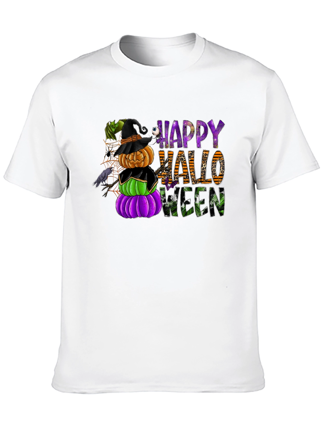 Happy Halloween Stacked Pumpkins Tee