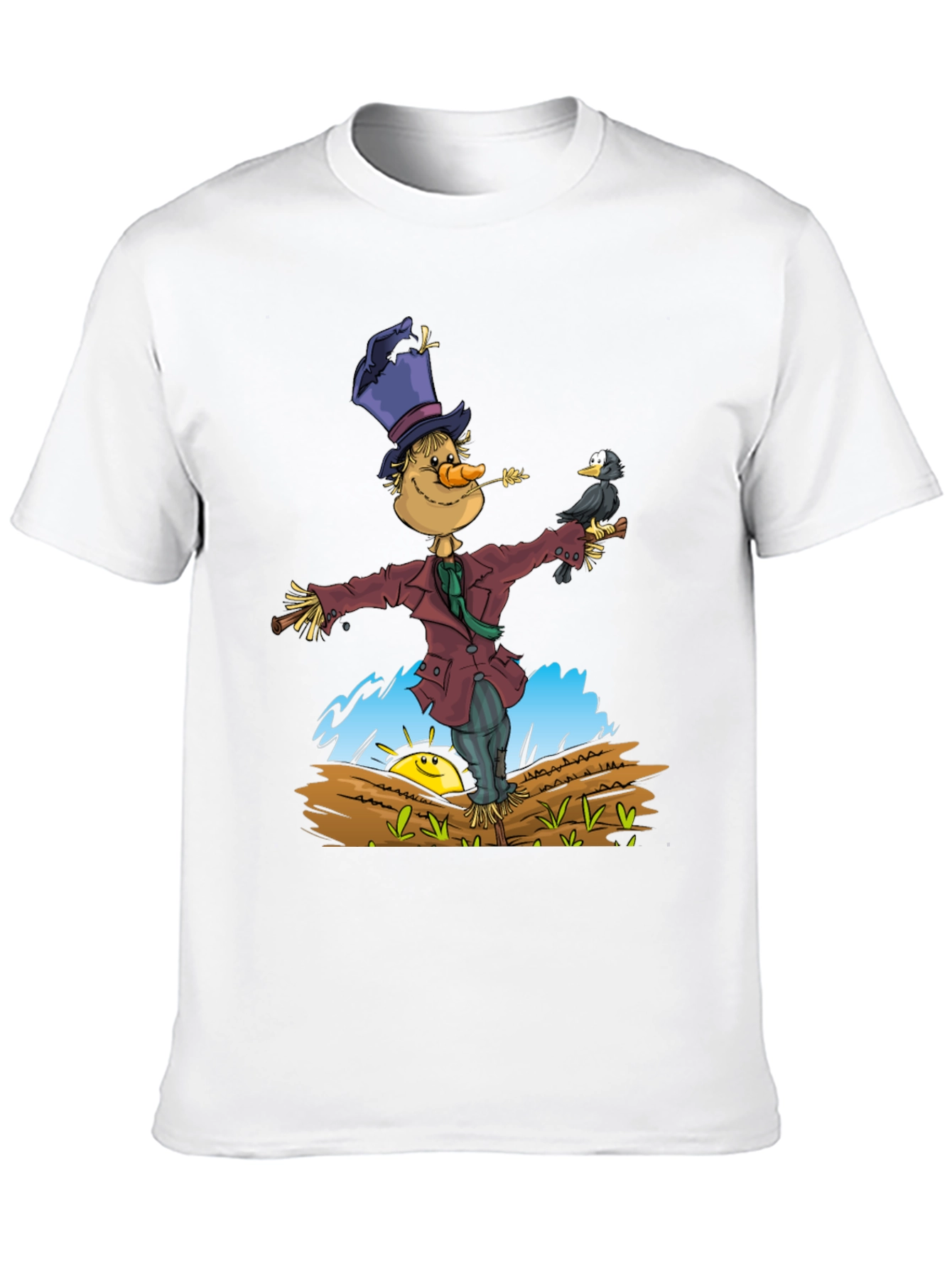 Scarecrow & Crow Graphic Tee - Black Cotton T-Shirt