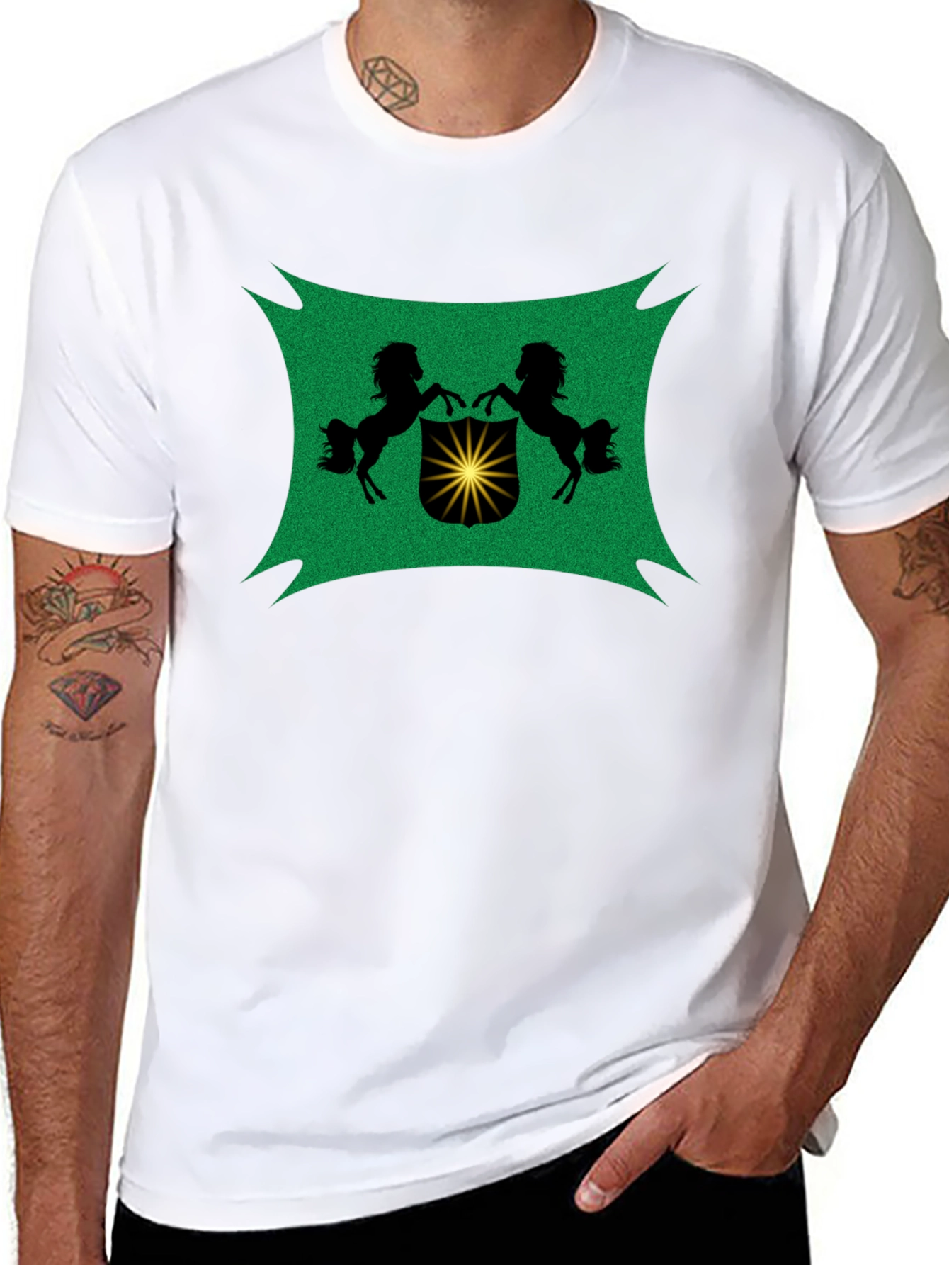 Black Tee with Crest Graphic