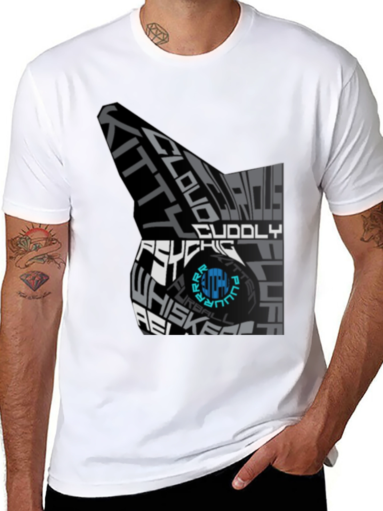 Cat Typography T-Shirt - Quirky Kitten Design