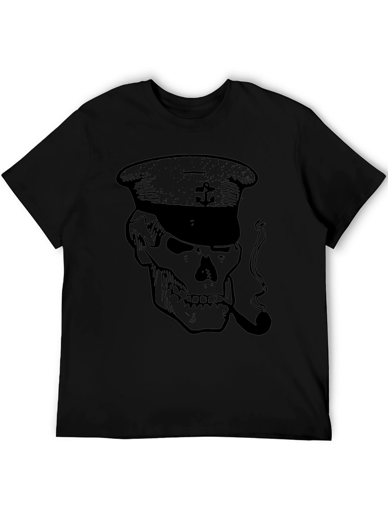 Skull Captain Graphic T-Shirt - Mens Black Tee