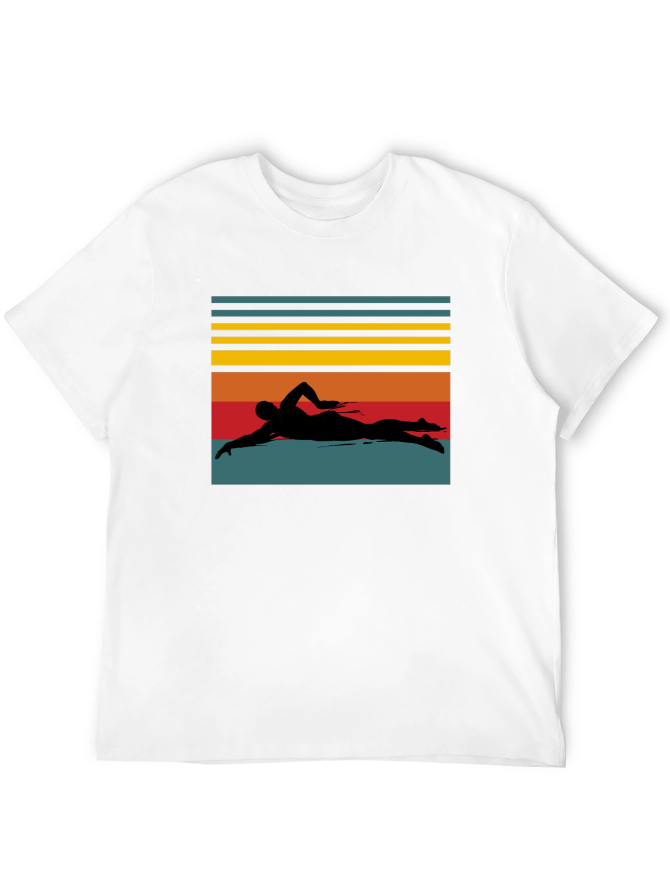 Retro Swimmer Silhouette Black T-Shirt
